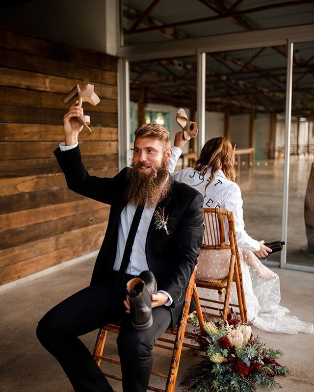 How good is the shoe game?! The @heartandtimber bamboo chairs taking centre stage for this shot! 
Venue: @worrowing 
Gown: @alcalinebride 
Robe and Jacket: @dearlove_au 
Suit: @politixmenswear 
Makeup Artist: @brigette.alanamua 
Hair Stylist: @absolu