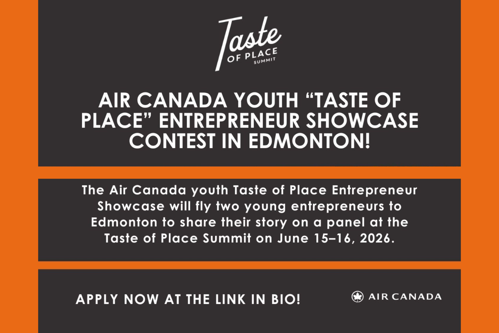 Air Canada and Culinary Tourism Alliance Launch Youth Taste of Place Entrepreneur Showcase