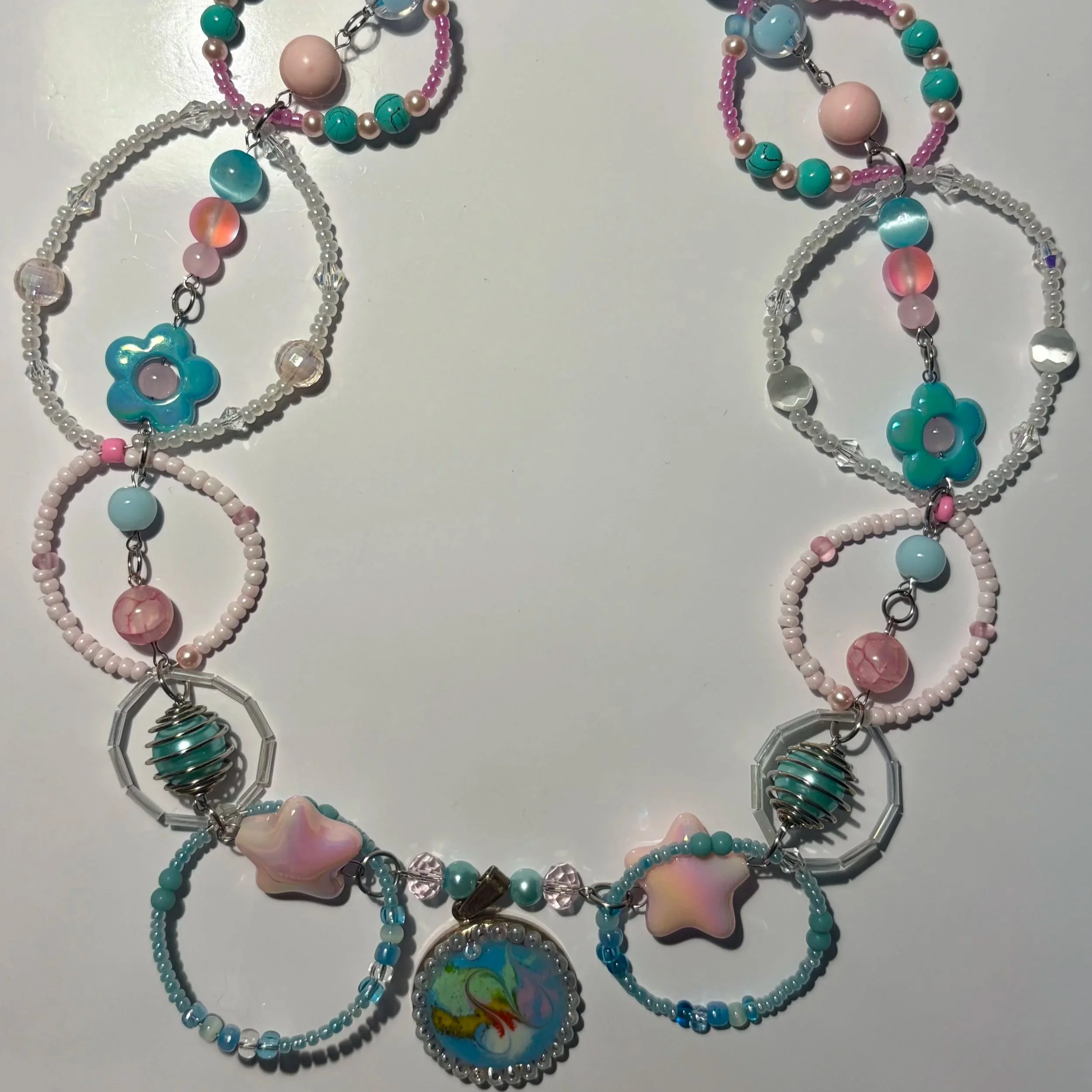Pink and Blue Illusion Necklace