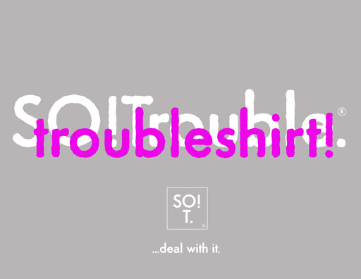 troubleshirt - magenta and white on grey.jpg