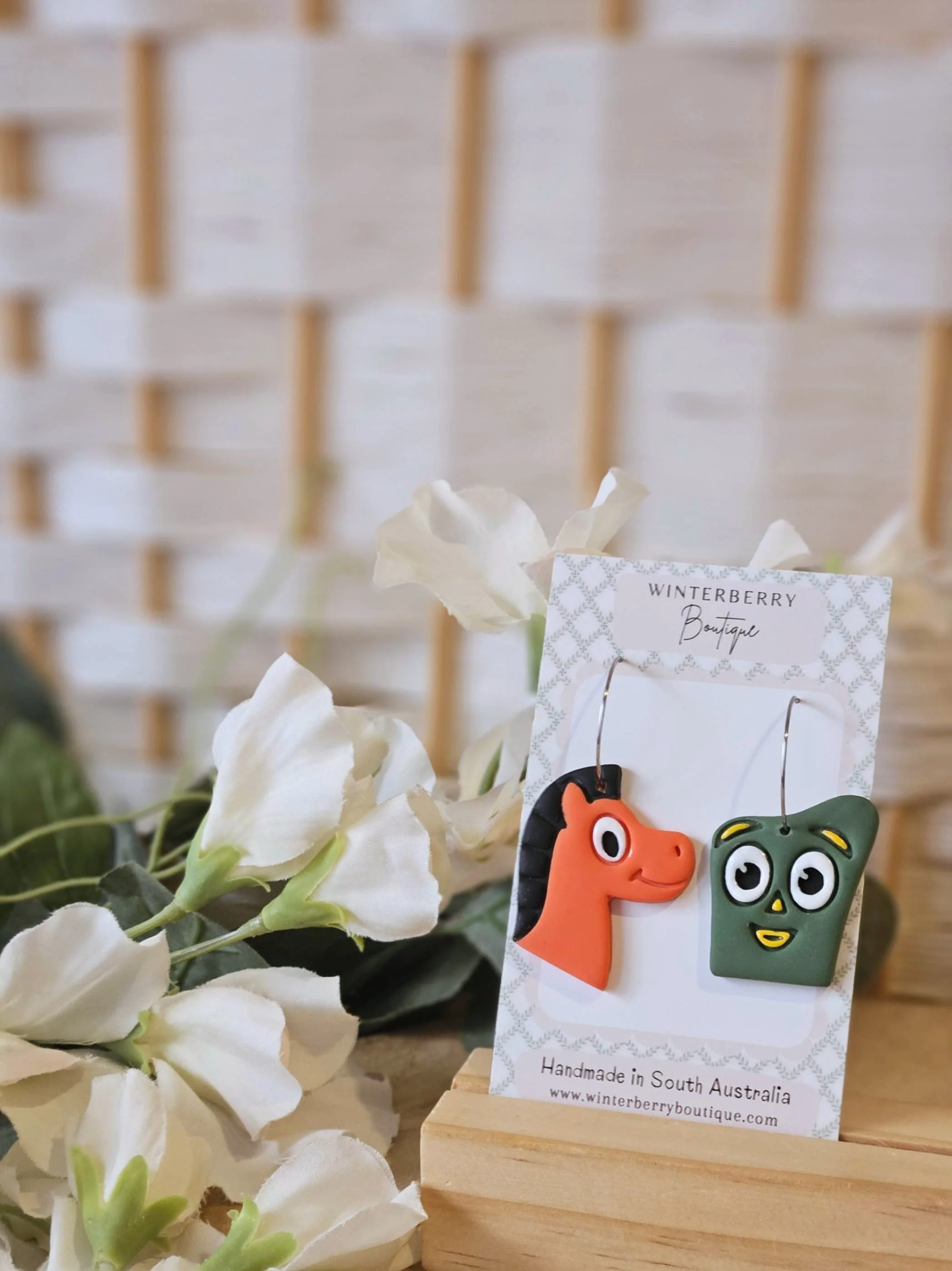 Cartoon Horse and Gumbo Head Earrings