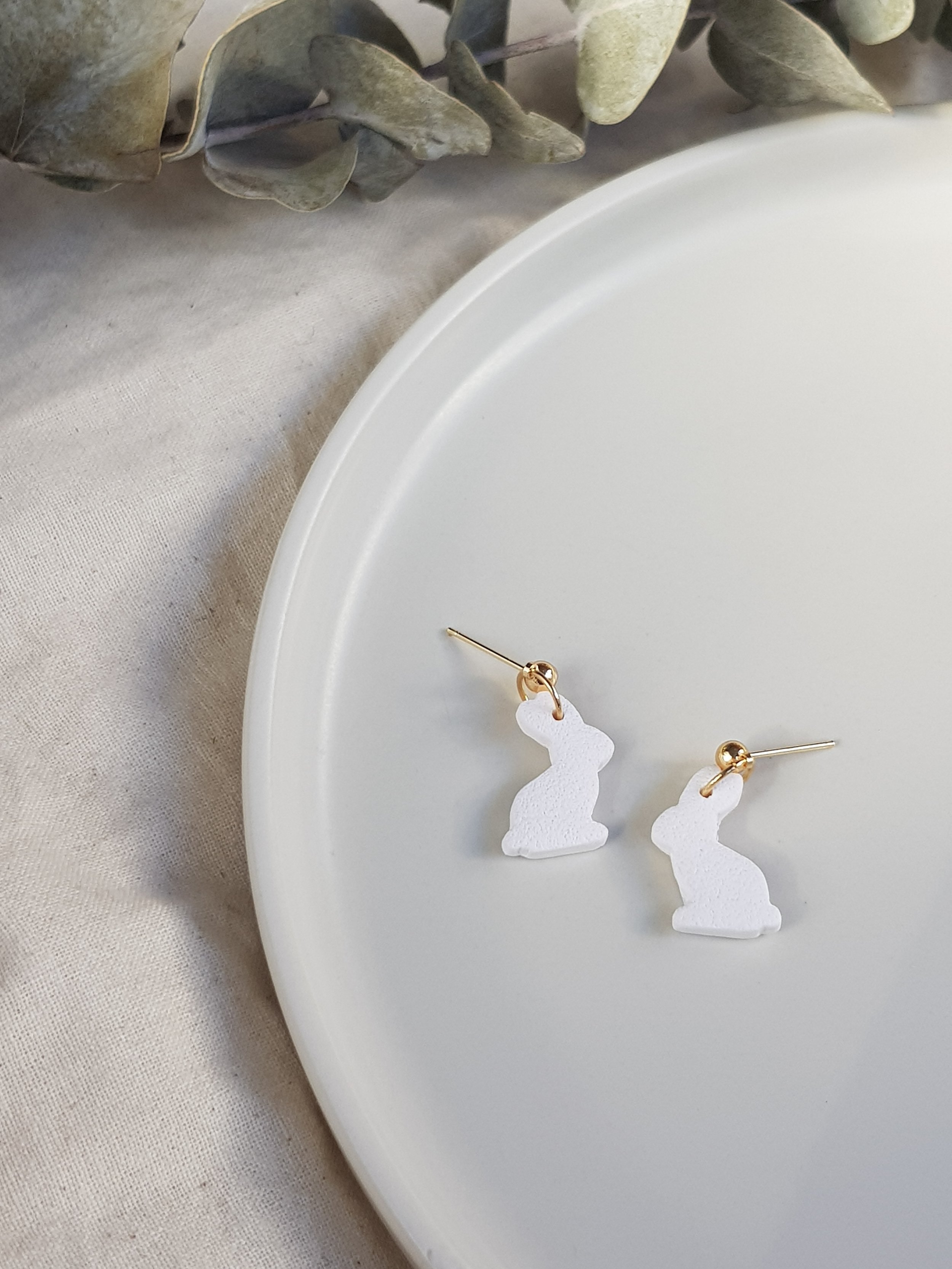 Honey-Bun Stud Dangles in "Snow"