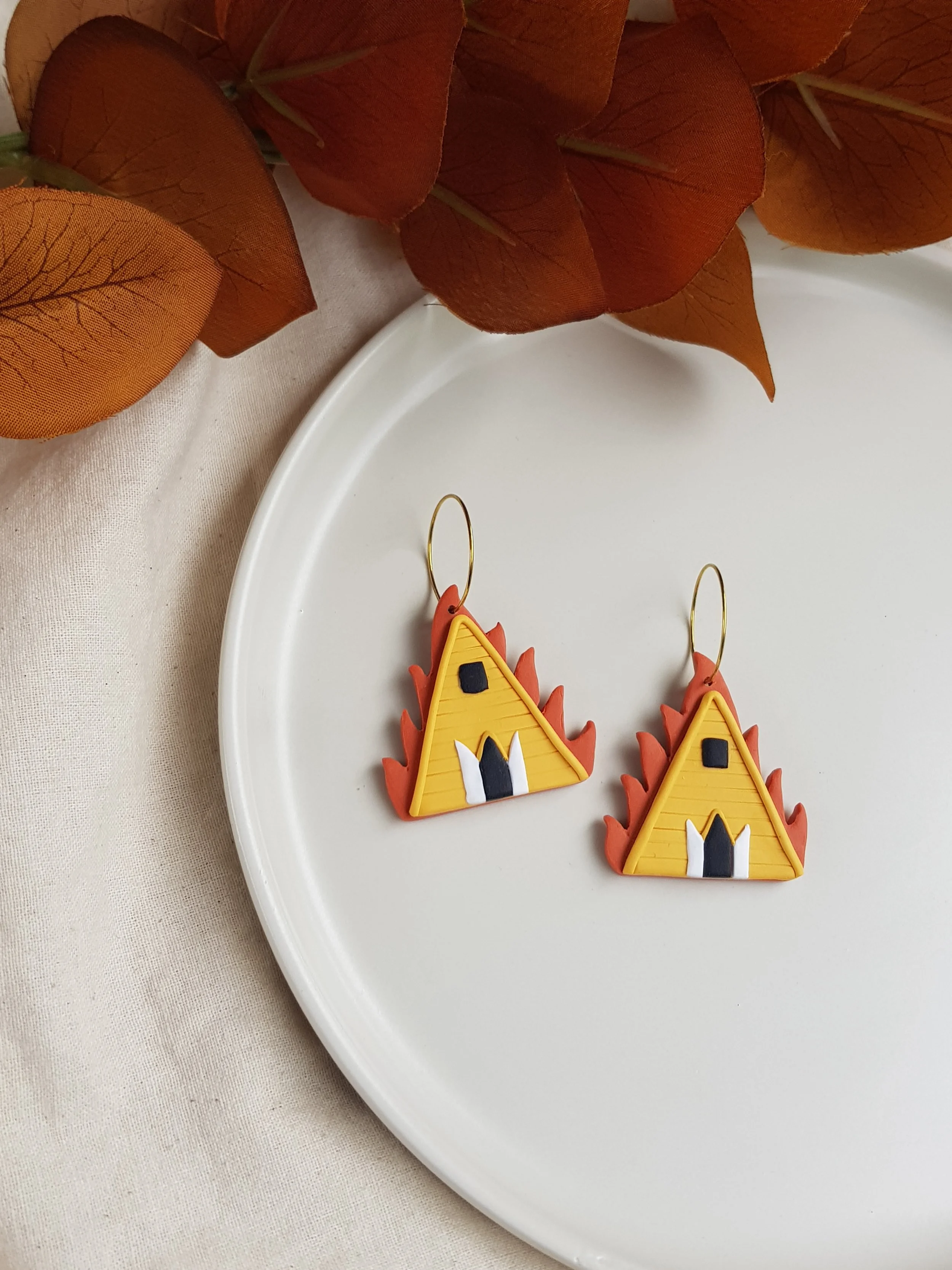 Midsommar Burning Temple Hoop Earrings