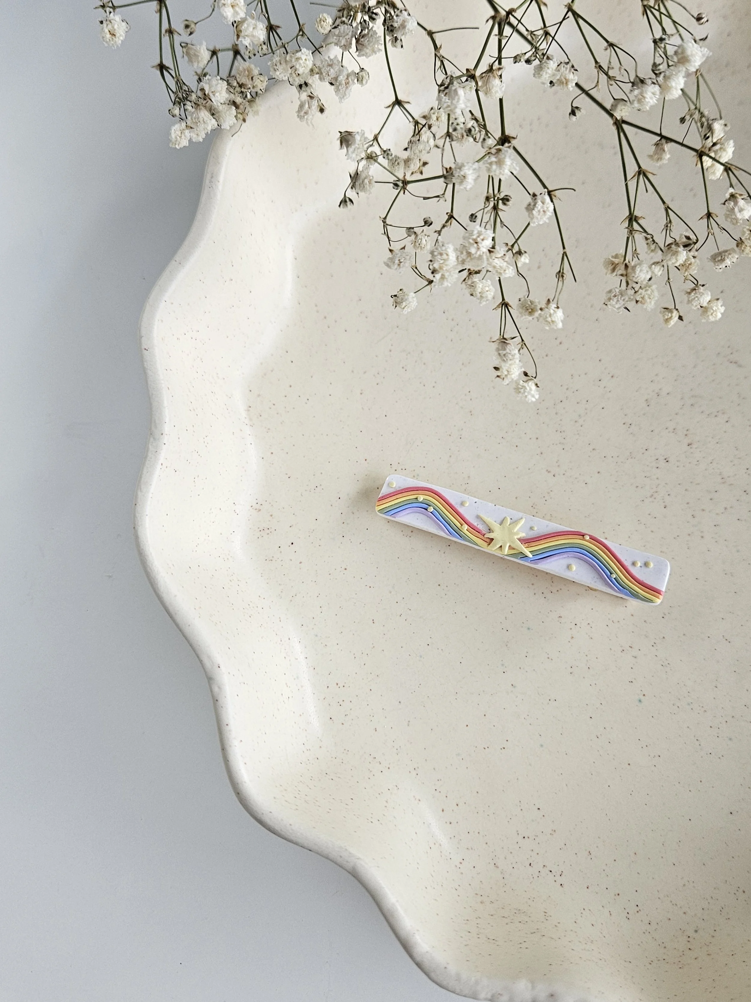 Thin Rectangle Hair Clip in "Over the Rainbow"