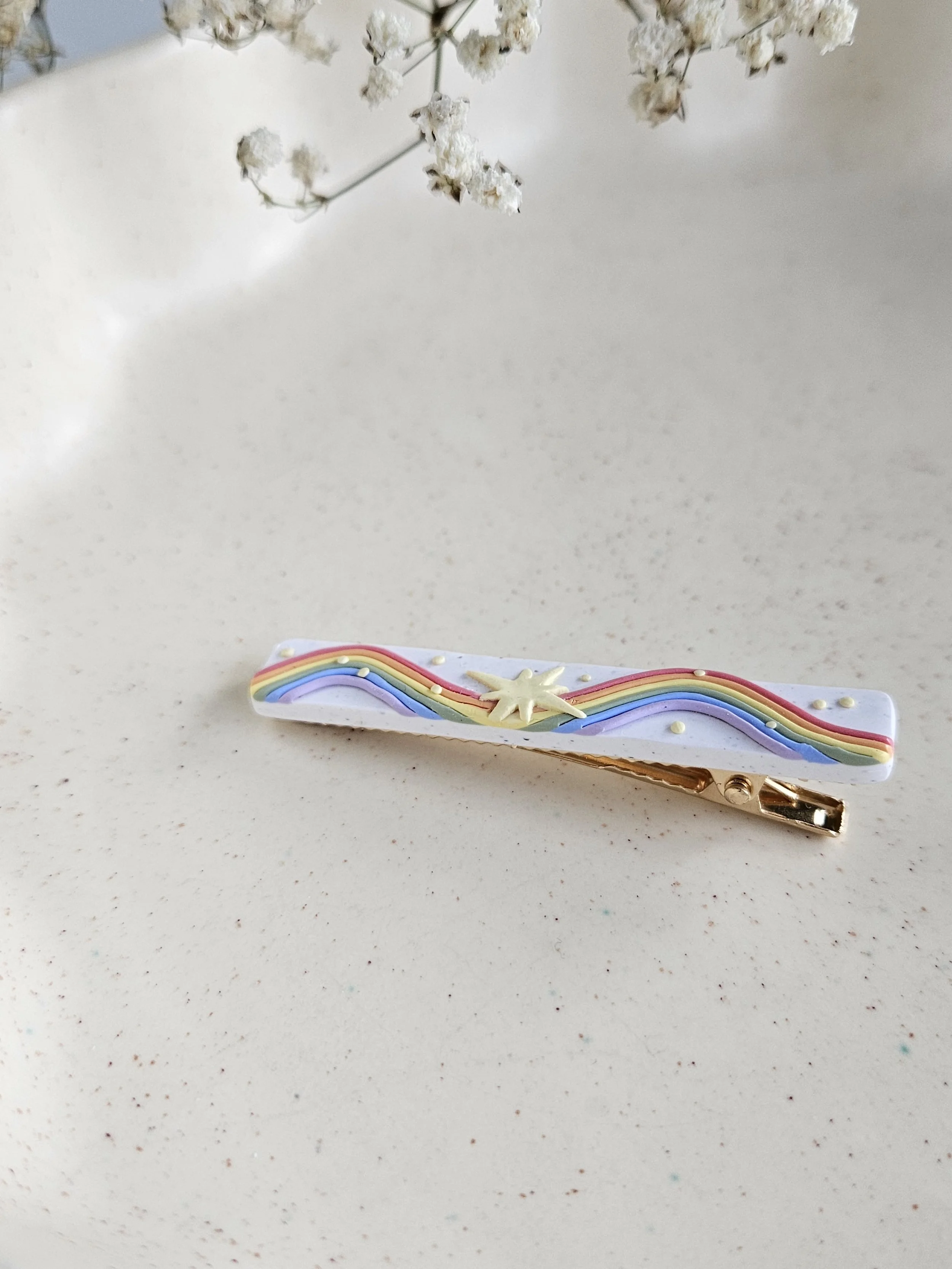 Thin Rectangle Hair Clip in "Over the Rainbow"