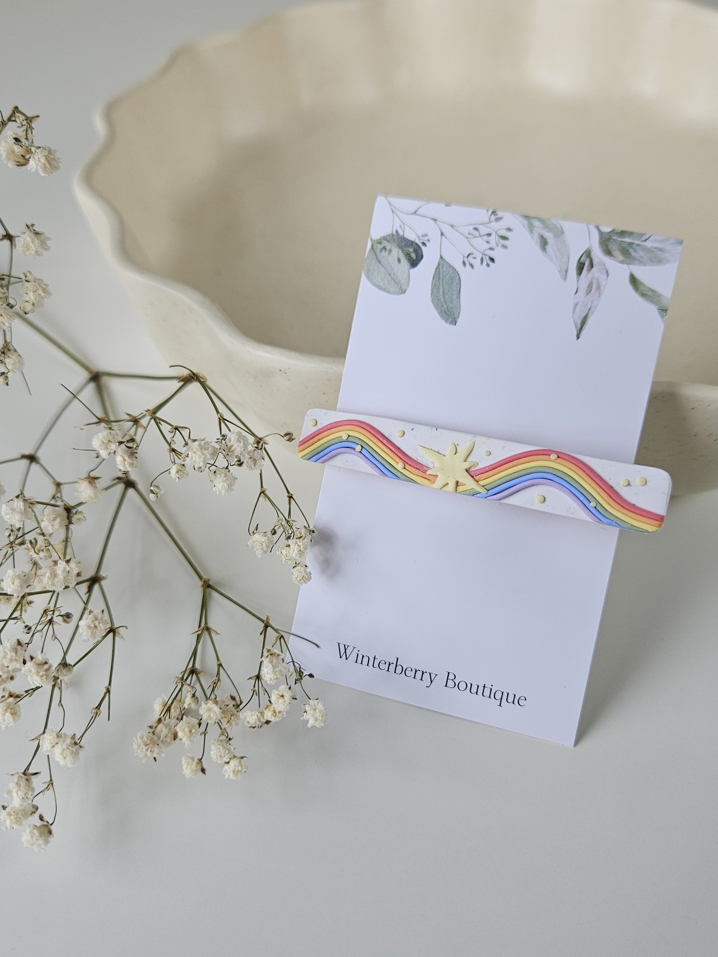 Thin Rectangle Hair Clip in "Over the Rainbow"