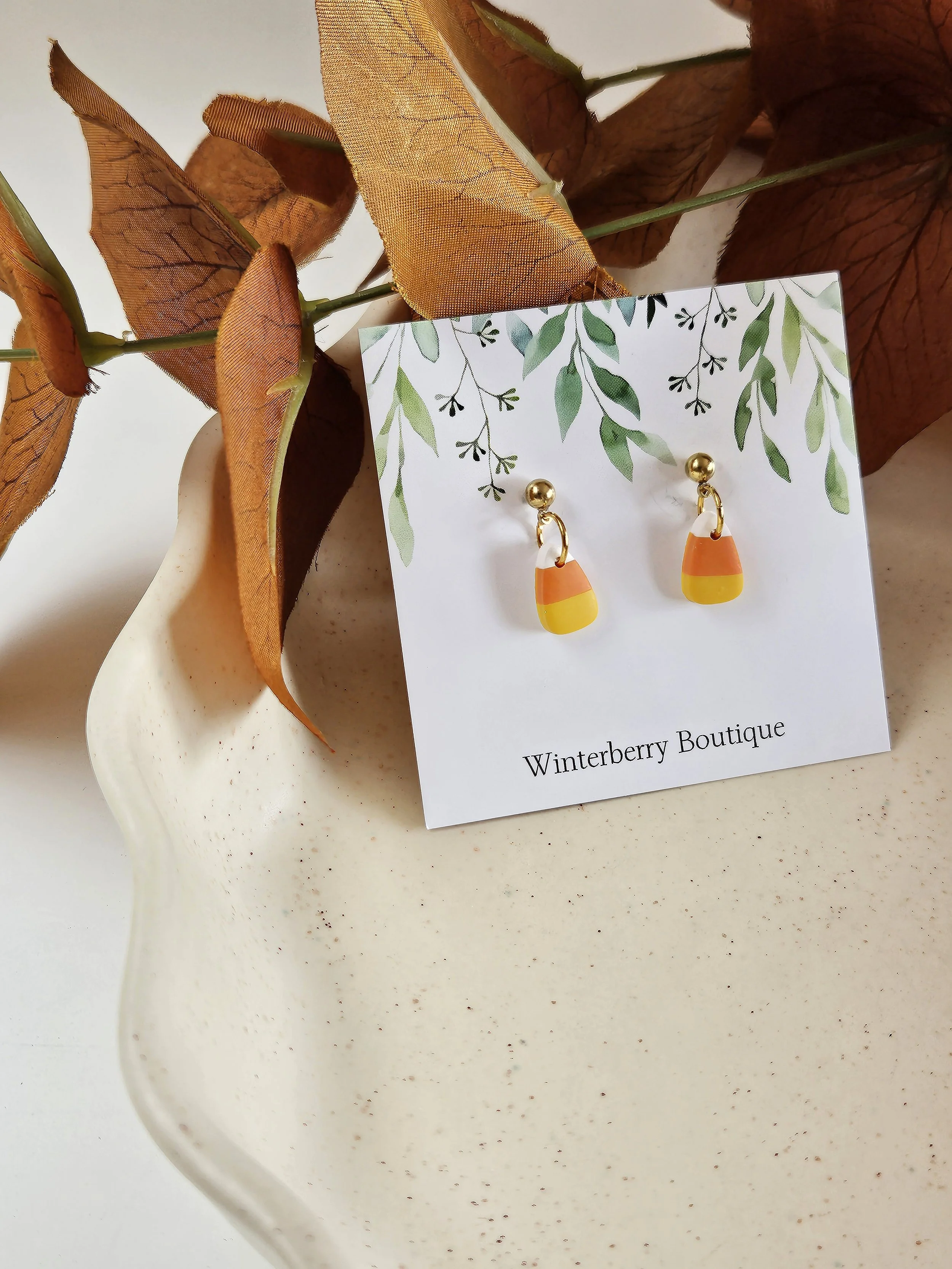 Candy Corn Tiny Stud Dangle Earrings