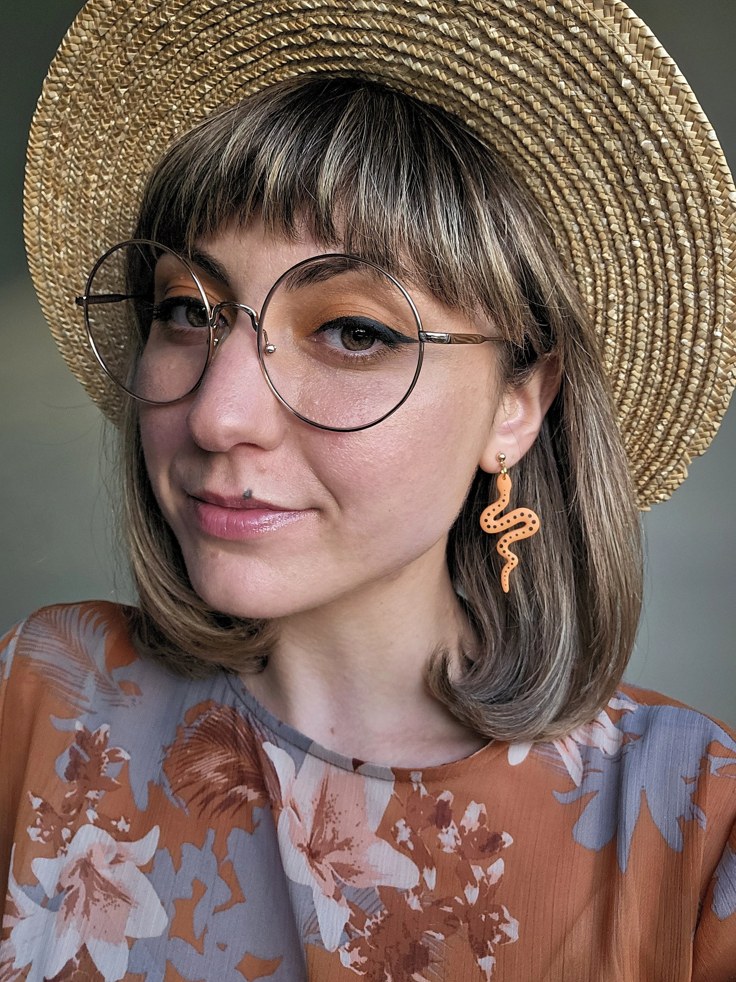 Clay Snake Dangles in "Halloween Orange"