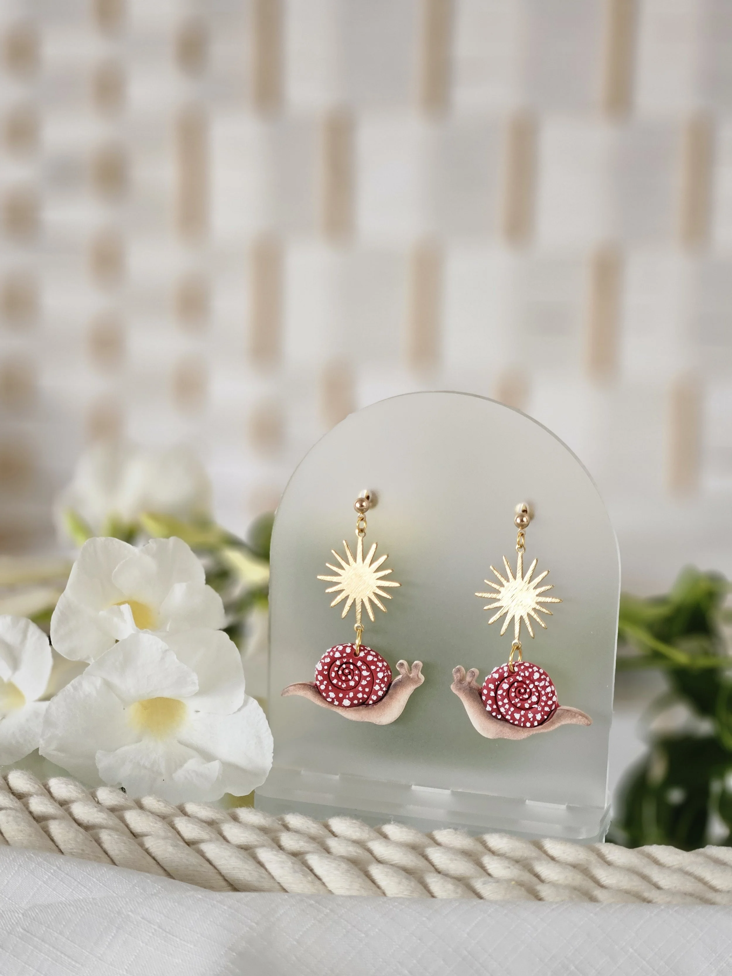 Amanita Snail Dangle Earrings