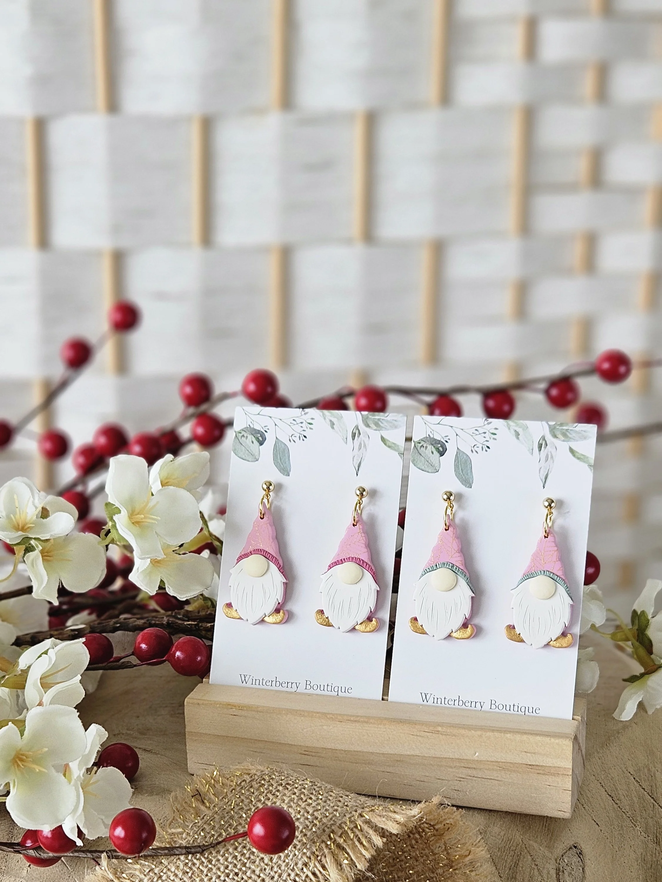 Festive Gnome Dangle Earrings (Various Colours)