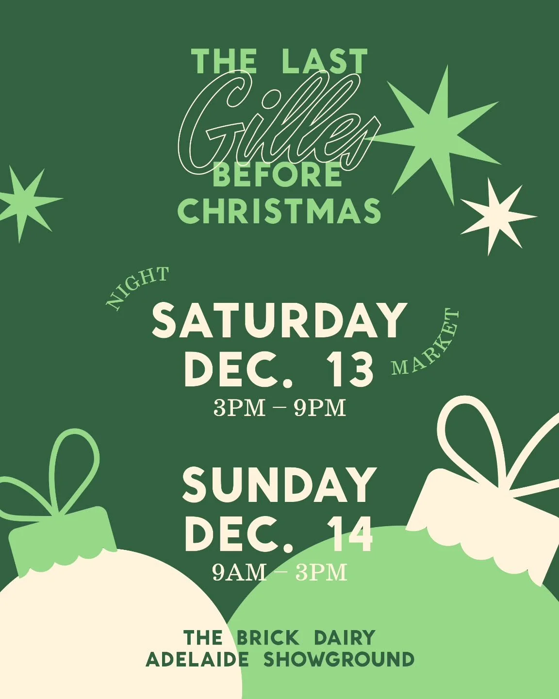 This weekend we have a double @gillesatthegrounds 🥳 This is the LAST GILLES BEFORE CHRISTMAS &amp; for 2025! 😵 Its perfect if you're looking to grab a bunch of last minute gifts in one place or even if you just want to enjoy some food and drinks an