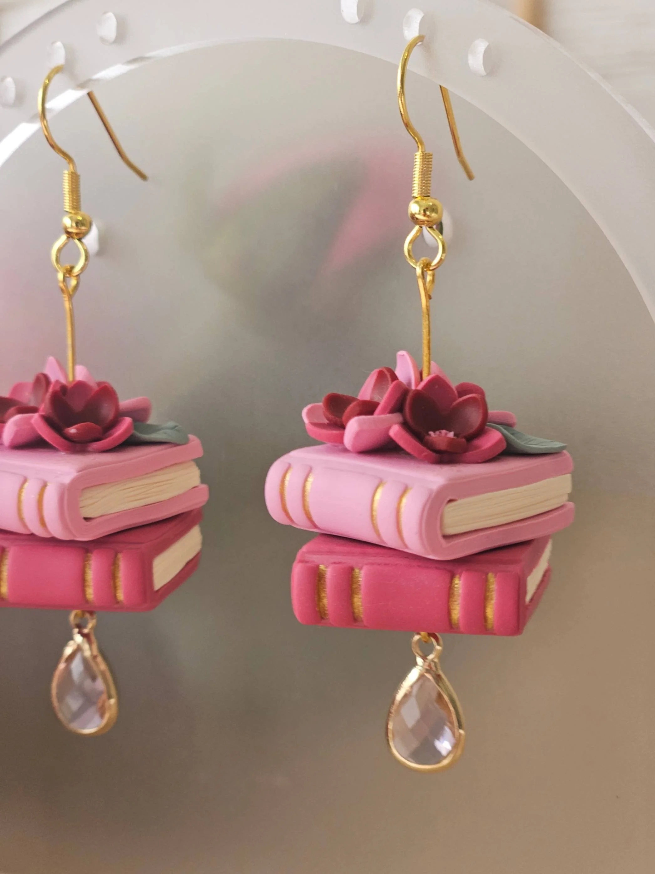 polymer-clay-pink-floral-book-earrings-close-winterberry-boutique-adelaide.jpg