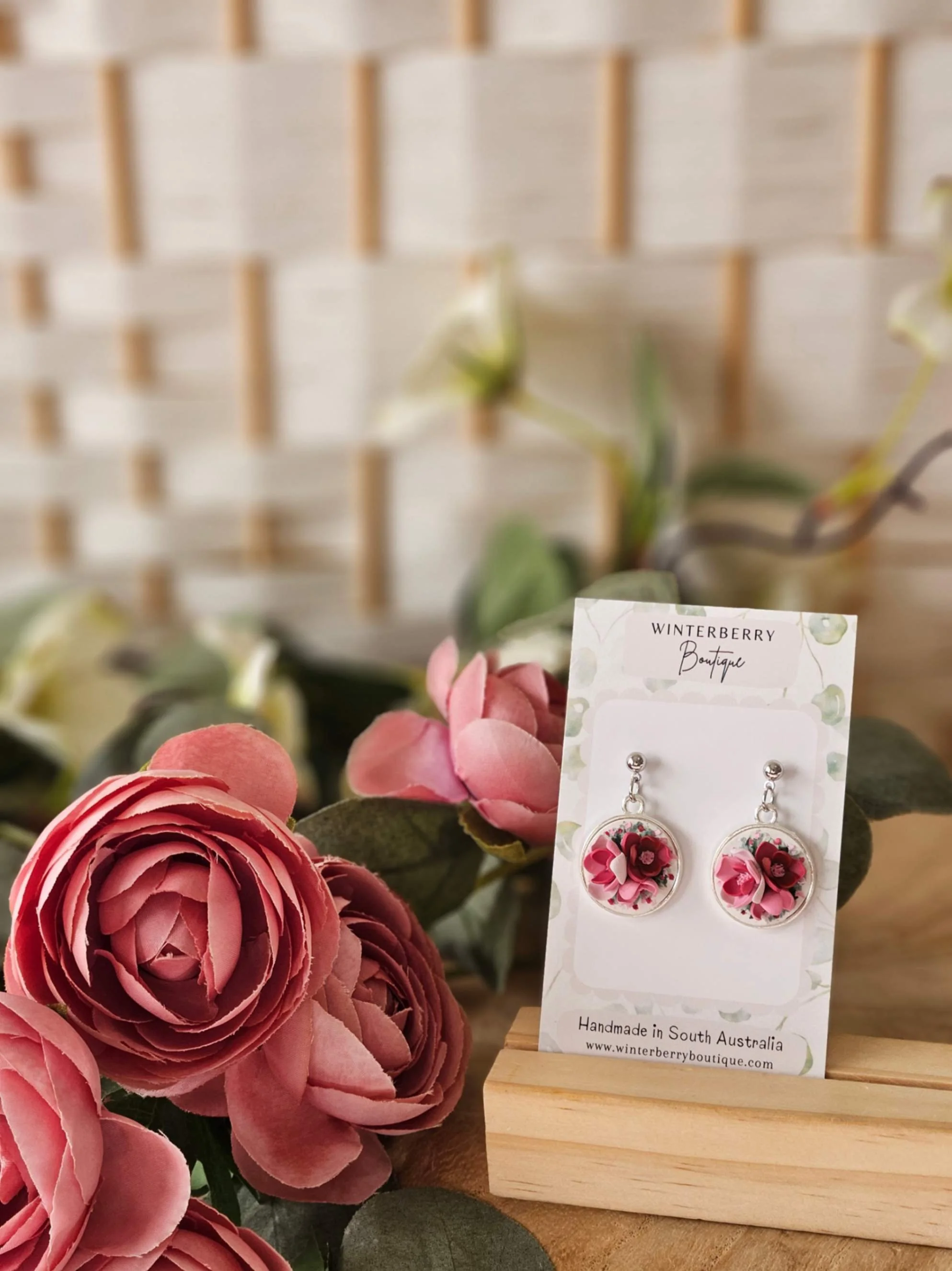 polymer-clay-pink-floral-pendant-earrings-silver-winterberry-boutique-australia.jpg