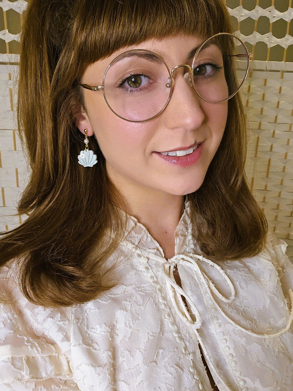 polymer-clay-earrings-shell-flower-dangle-mint-julep-on-model.jpg