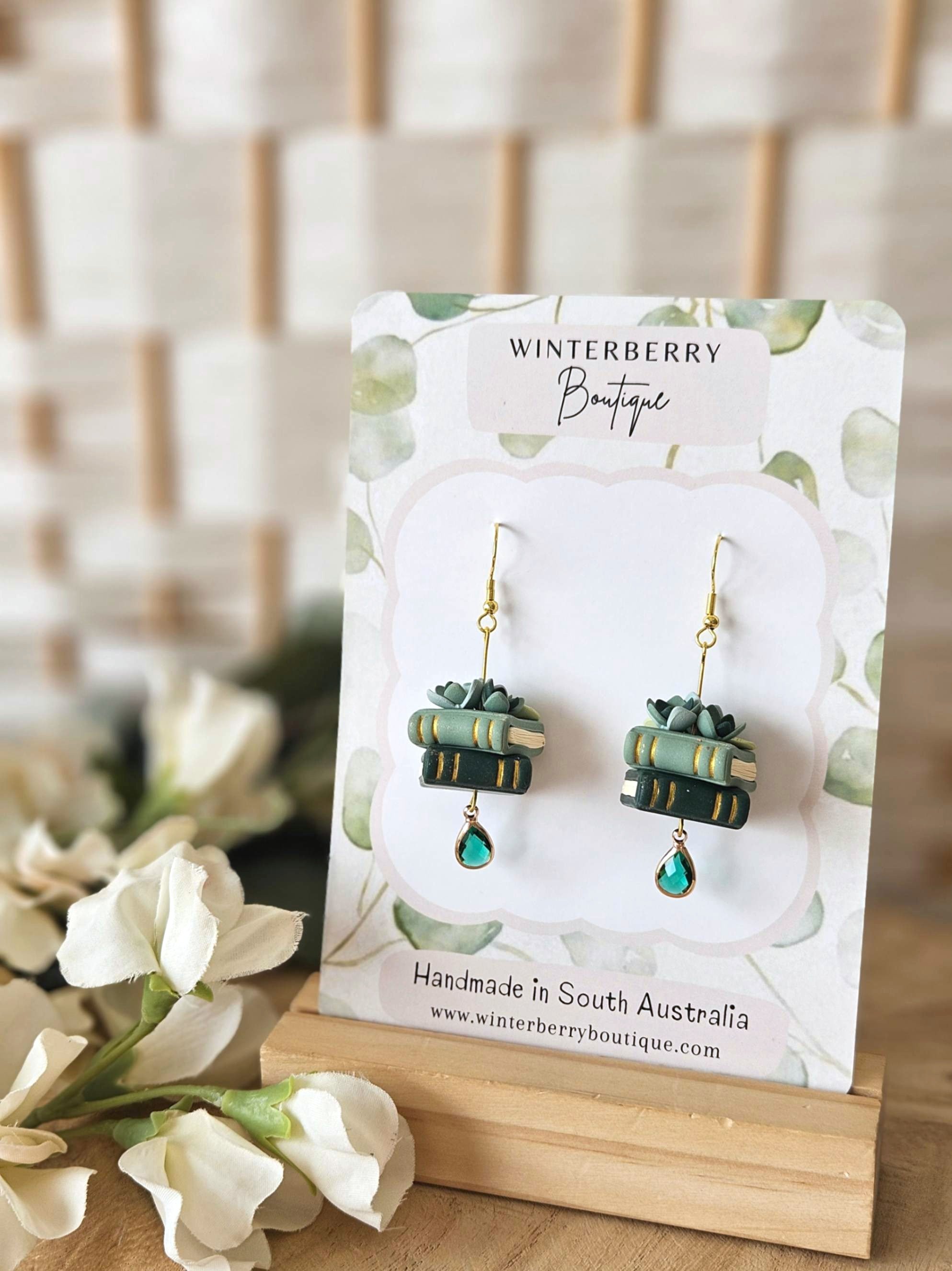polymer-clay-green-floral-book-earrings-card-winterberry-boutique-australia.jpg