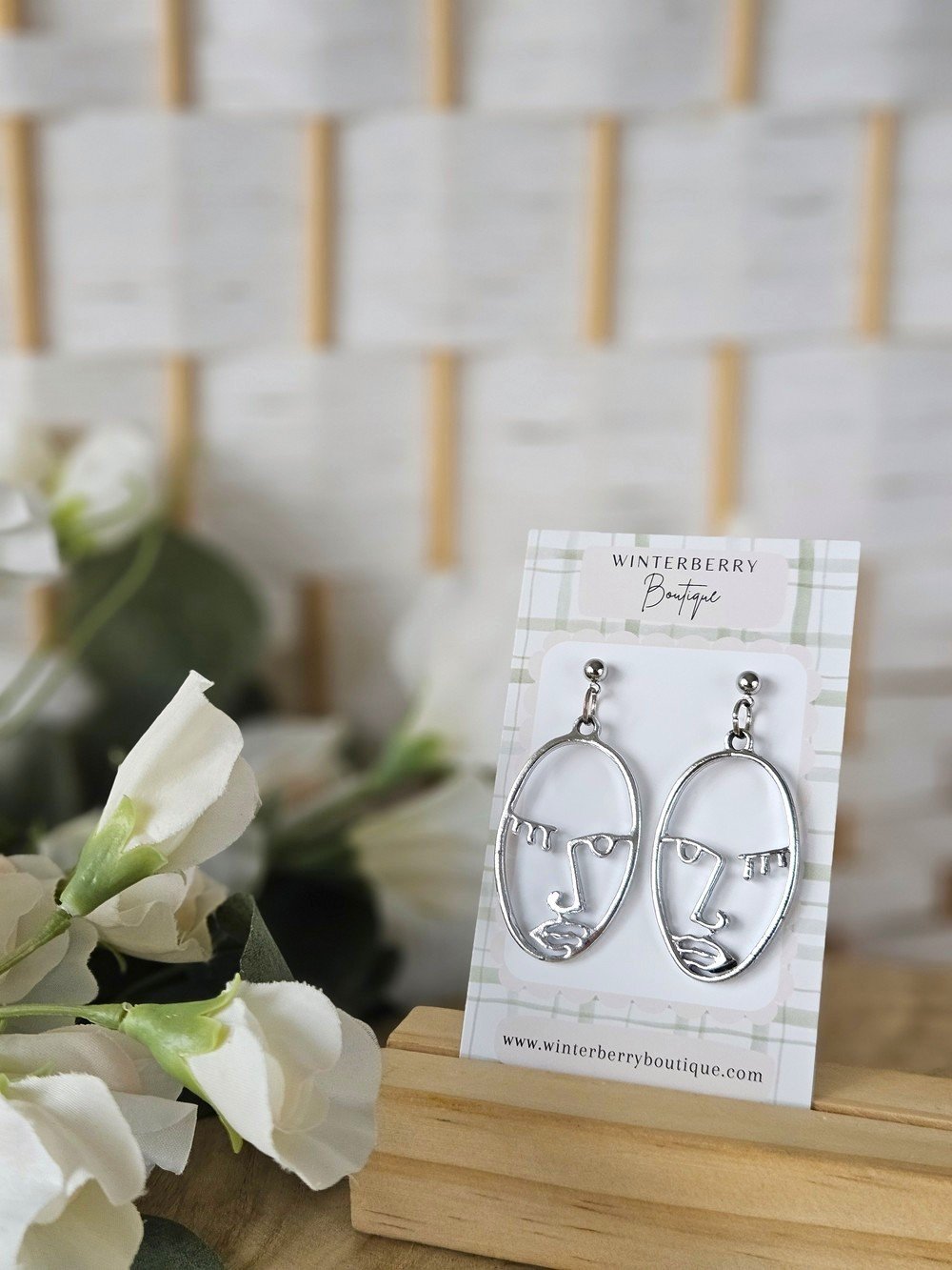 Silver Karri Face Dangles
