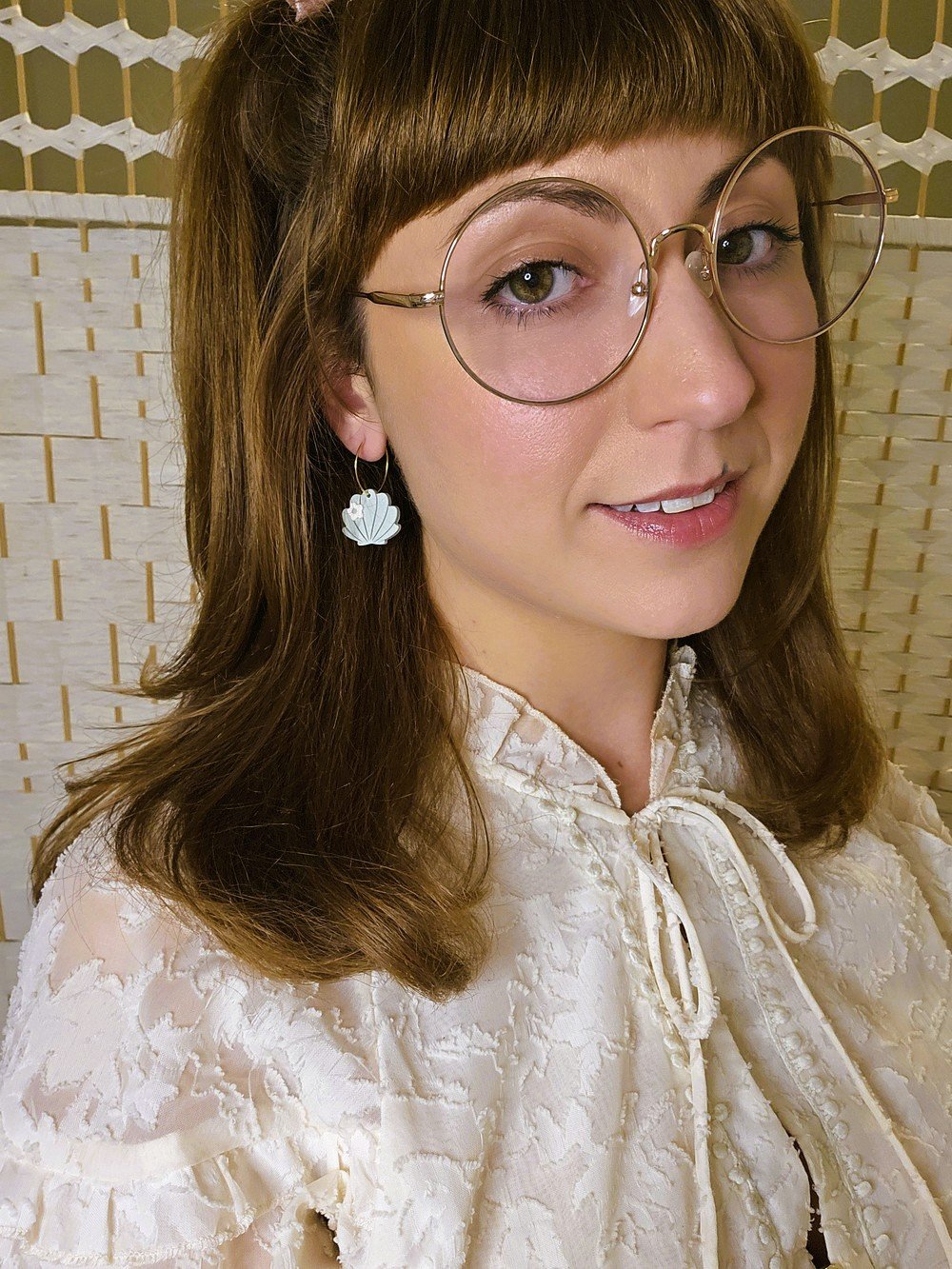 polymer-clay-earrings-shell-dangle-mint-julep-on-model.jpg