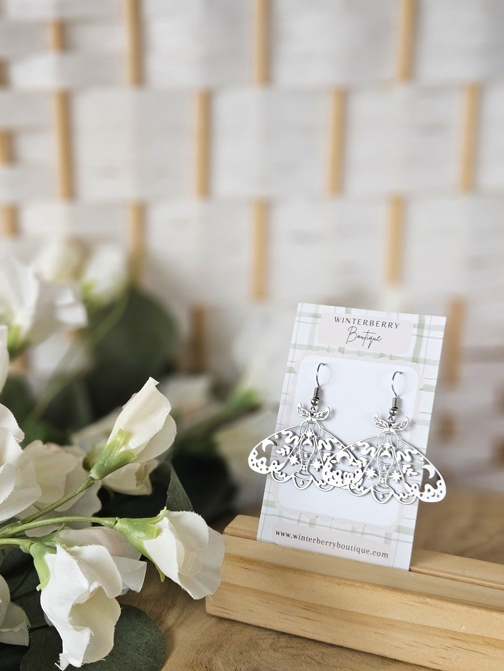 Silver Celestial Moth Dangles