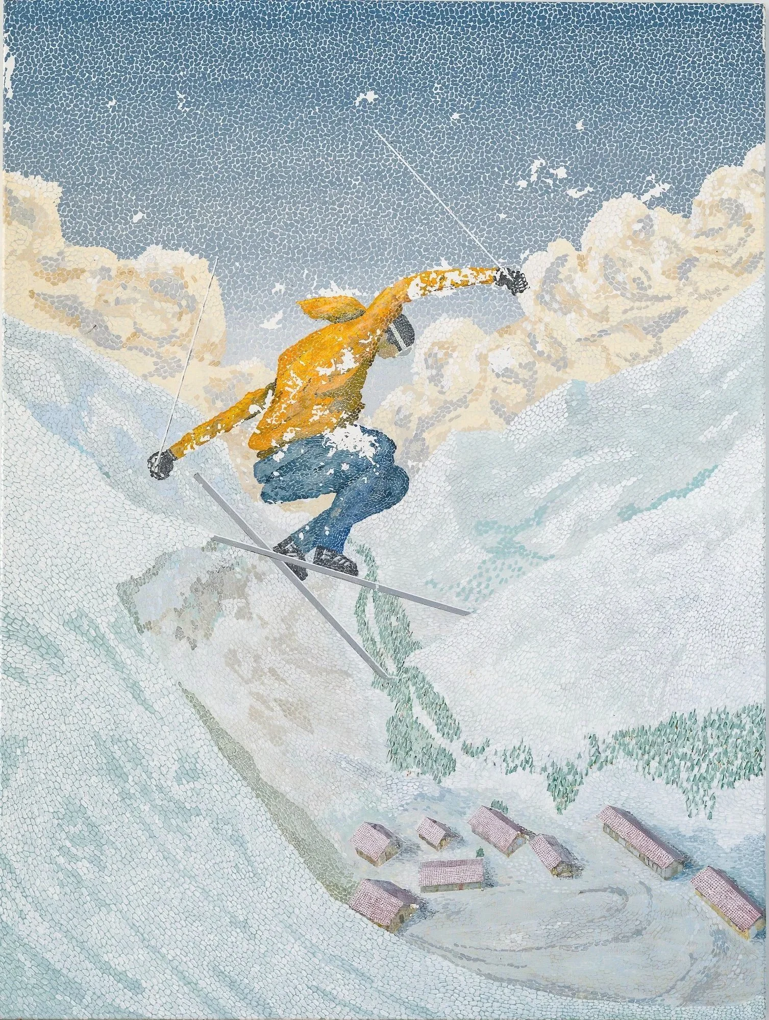 Work 81  Downhill Skier White.  2018.  123 x 91 cms 