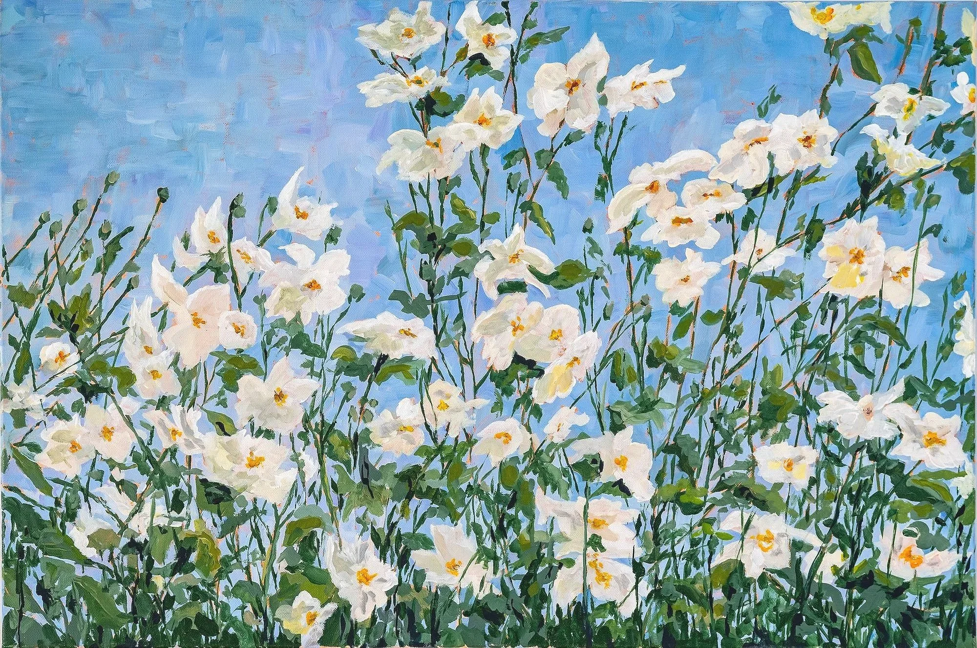 Work 169. Hedge of Camellias   169.  51 x 76 cms 