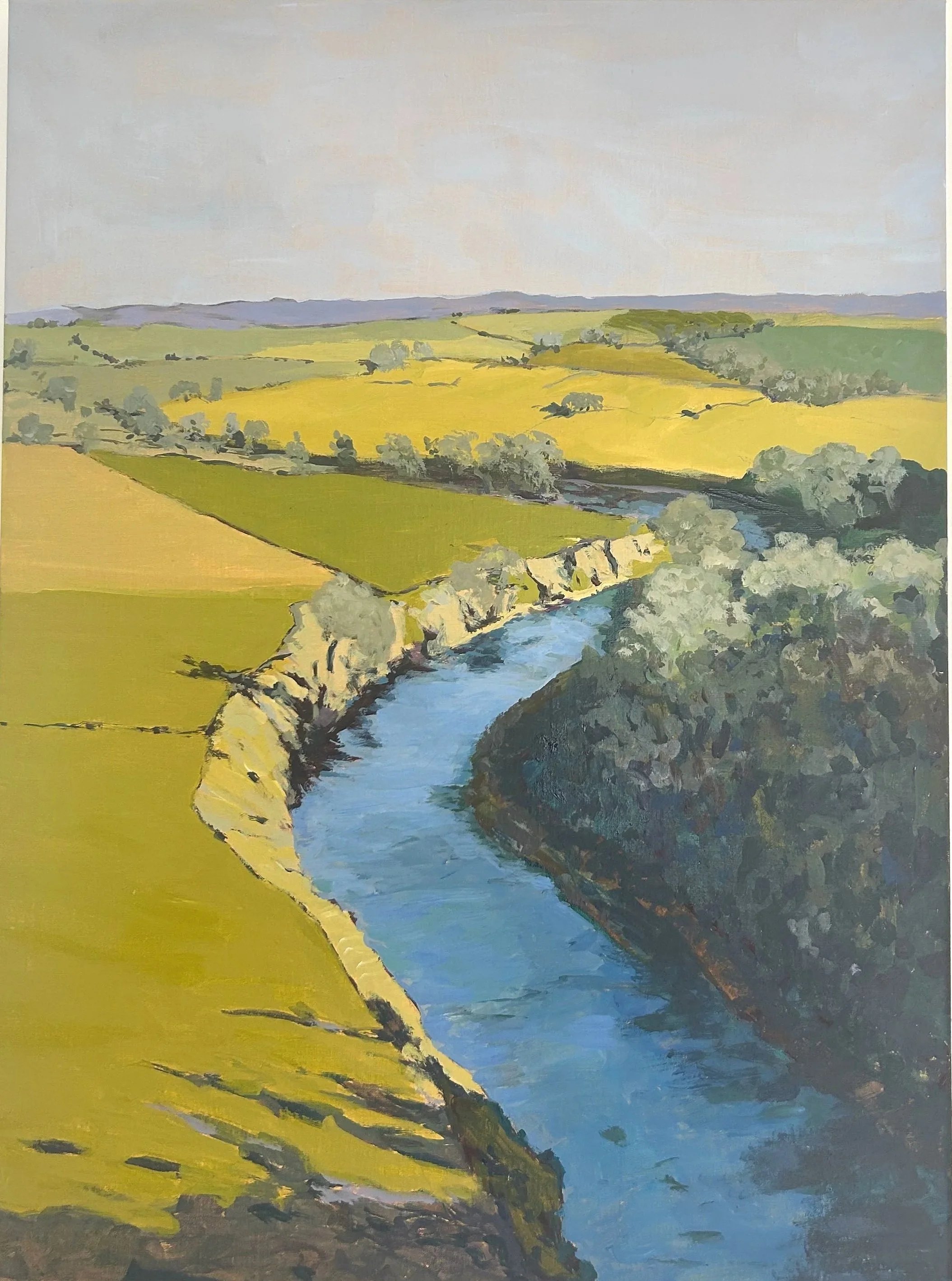 Work 279. Creek through Crops. 2026.   61 x 45 cms 