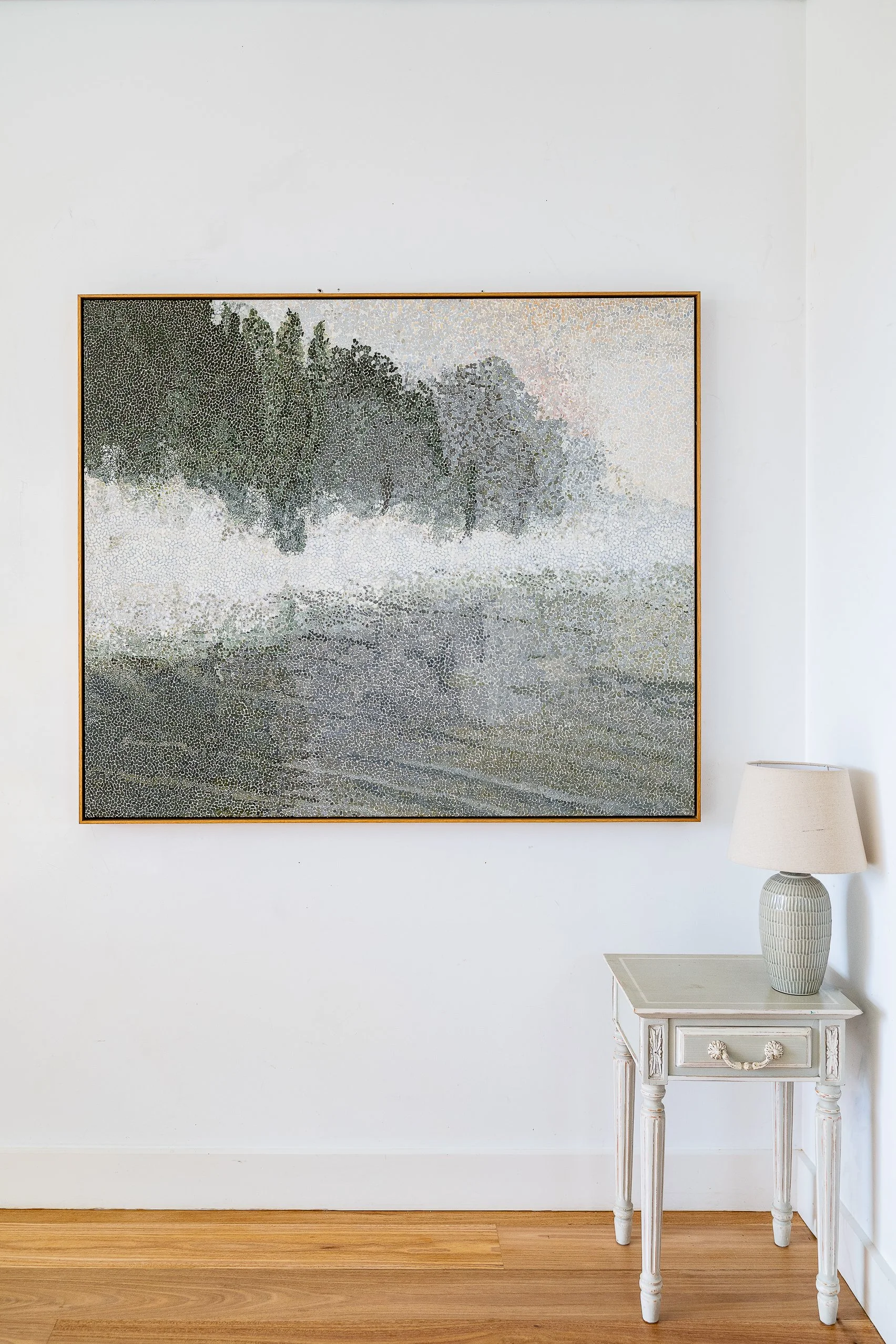 Work 37:  Fog on The River.  2017.   124 x 148 cms.