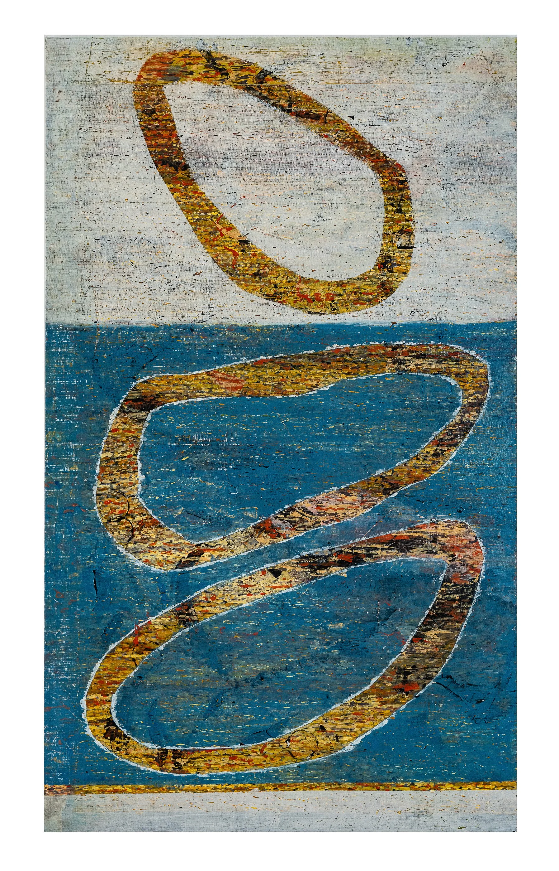 Work 205:  Stone Rings 1. 2022.   145 x 86 cms.