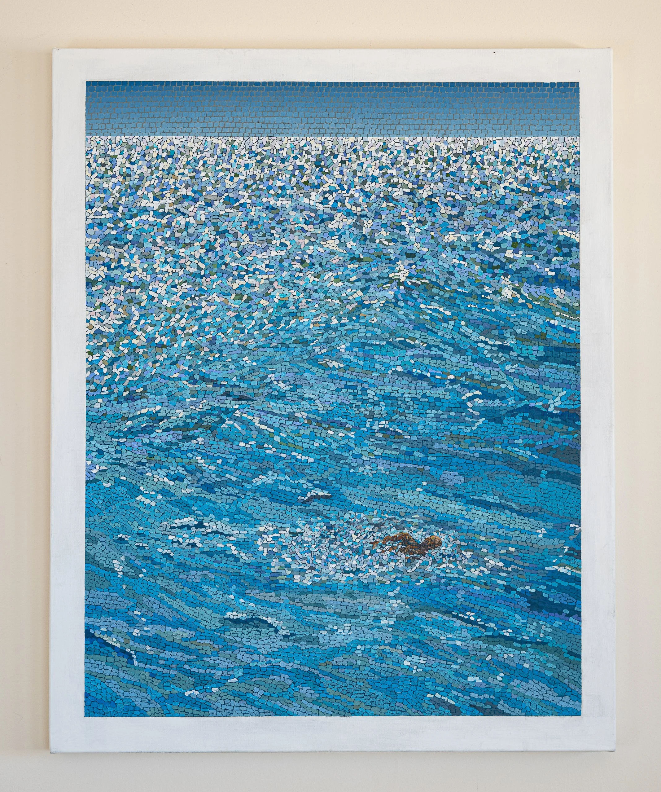 Work 115:  The Lone Swimmer. 2018.   176 x 61 cms.