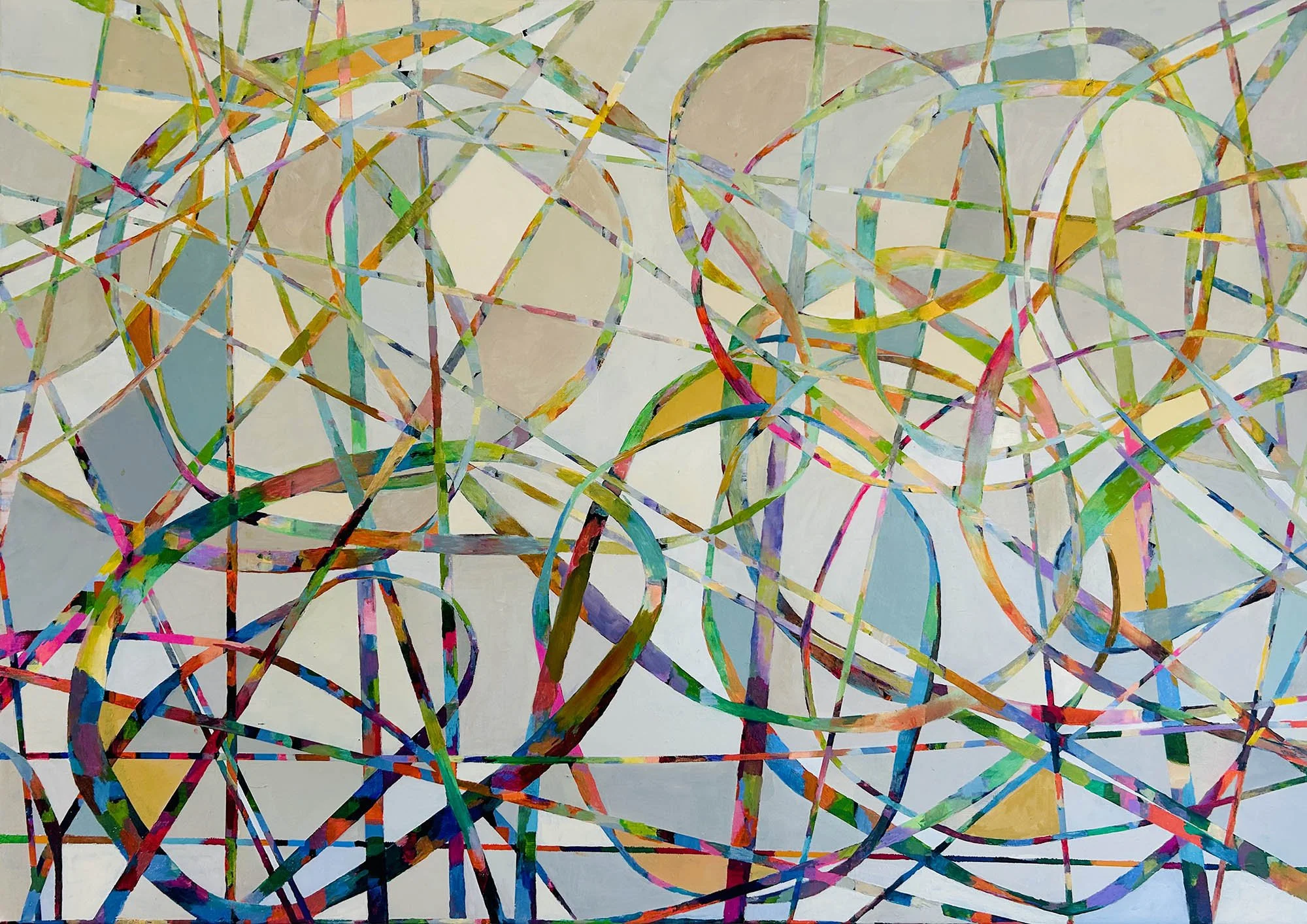 Work 283:  Circles and Lines
2026
acrylic on canvas
86 x 121 cms