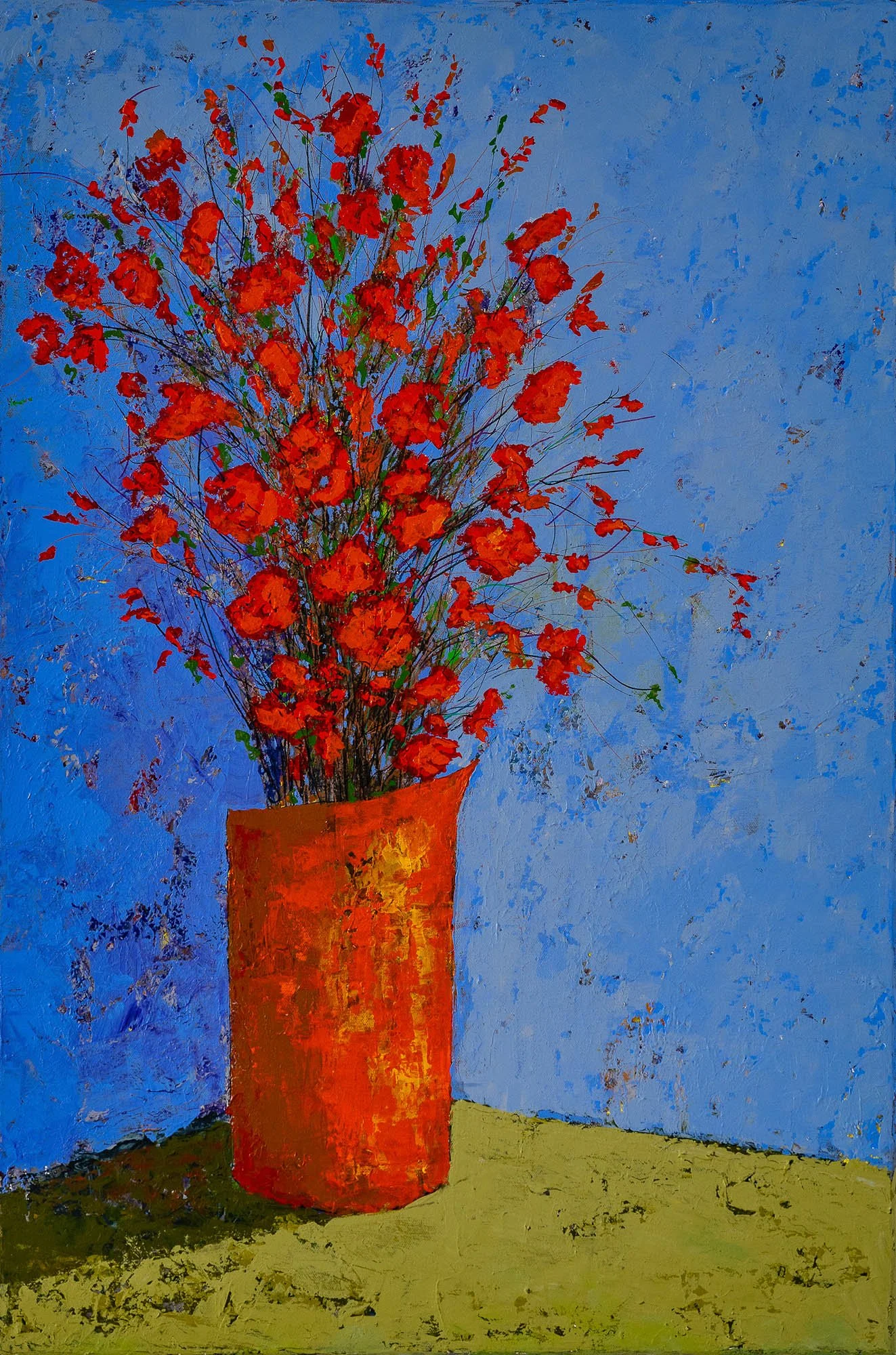 Work 241:  Orange Vase  
2024
acrylic on canvas
90 x 60 cms