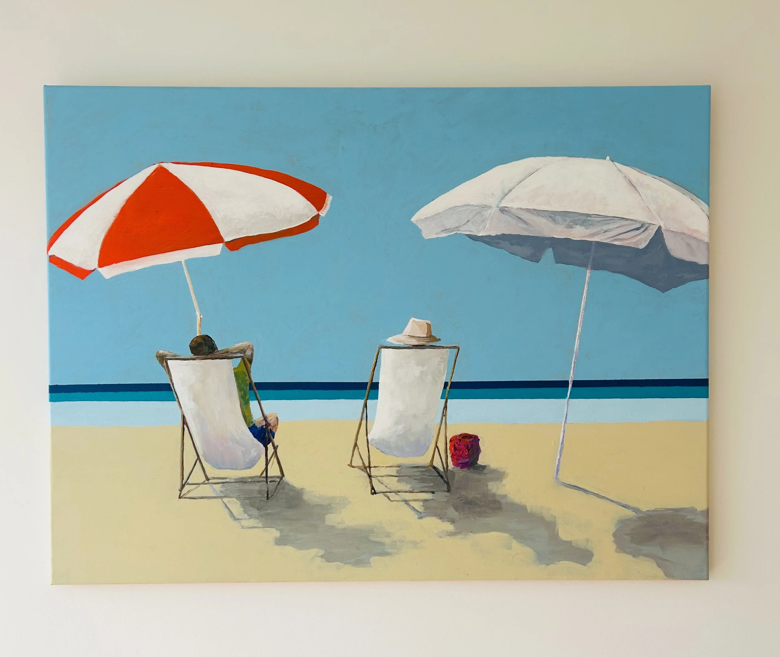 Work 259:  Sitting under Beach Umbrellas.  2025.   7 x 102 cms.