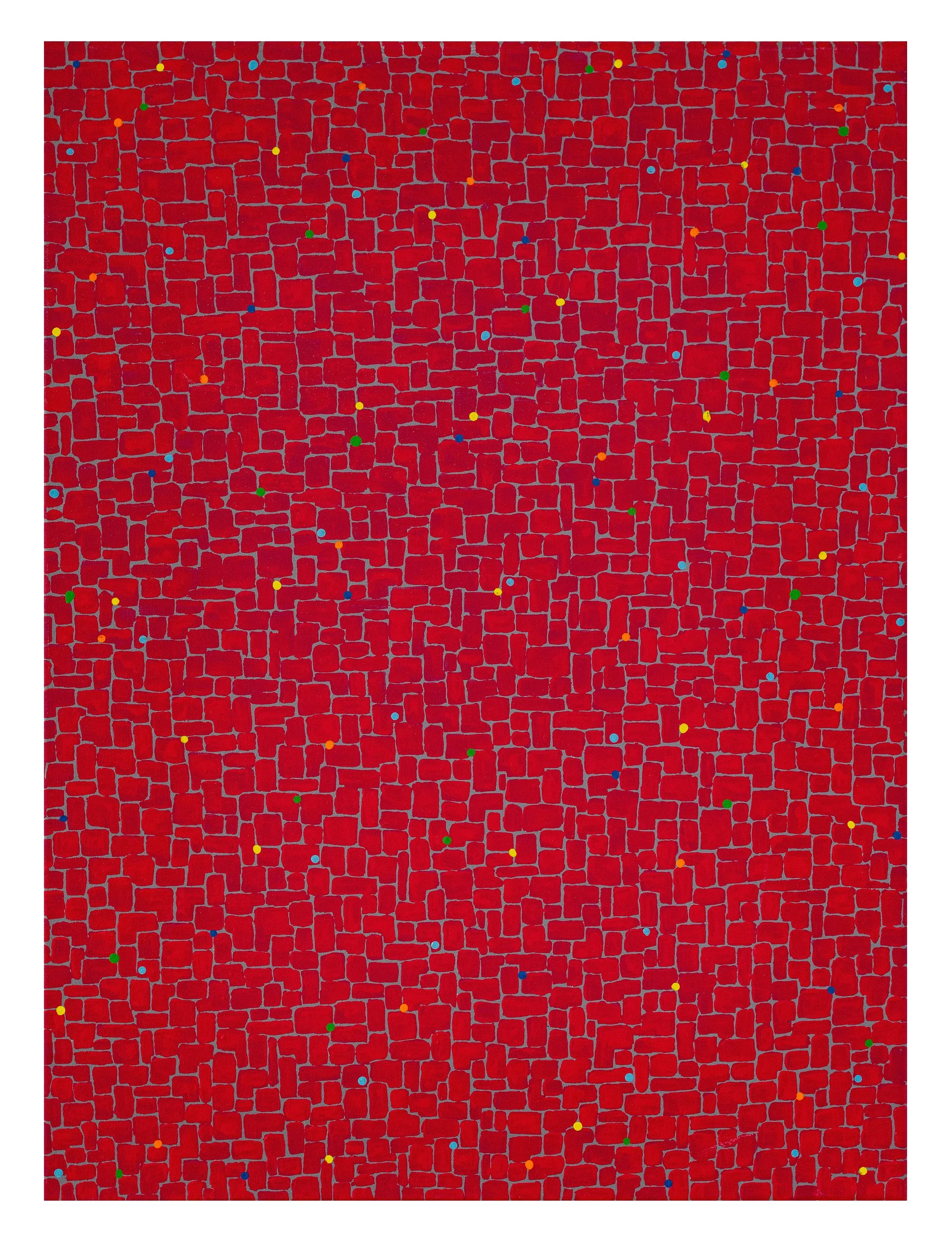 Work 232:  Pink/Red 3.  2024.   60 x 45 cms.