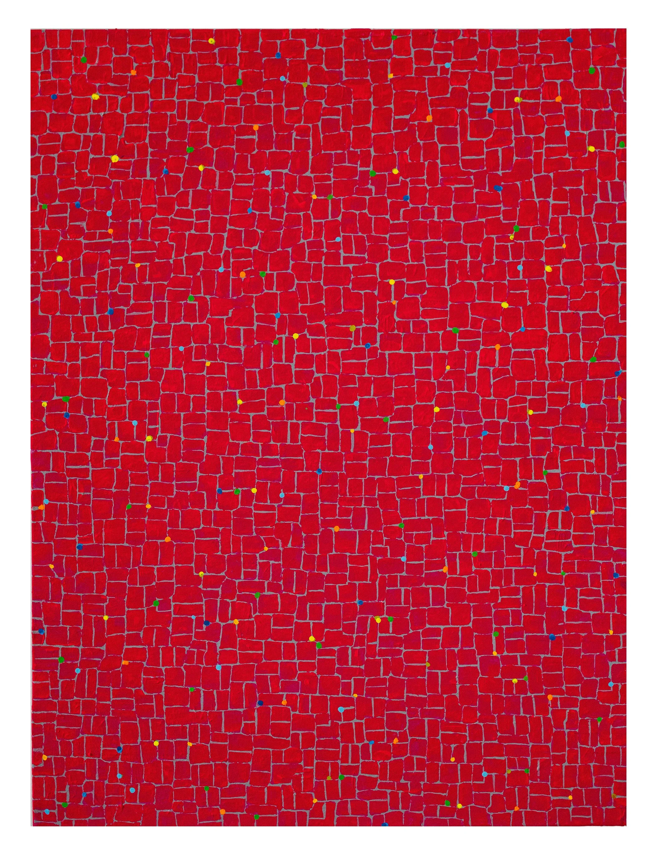 Work 230:  Pink/Red 1.  2024.   60 x 45 cms.