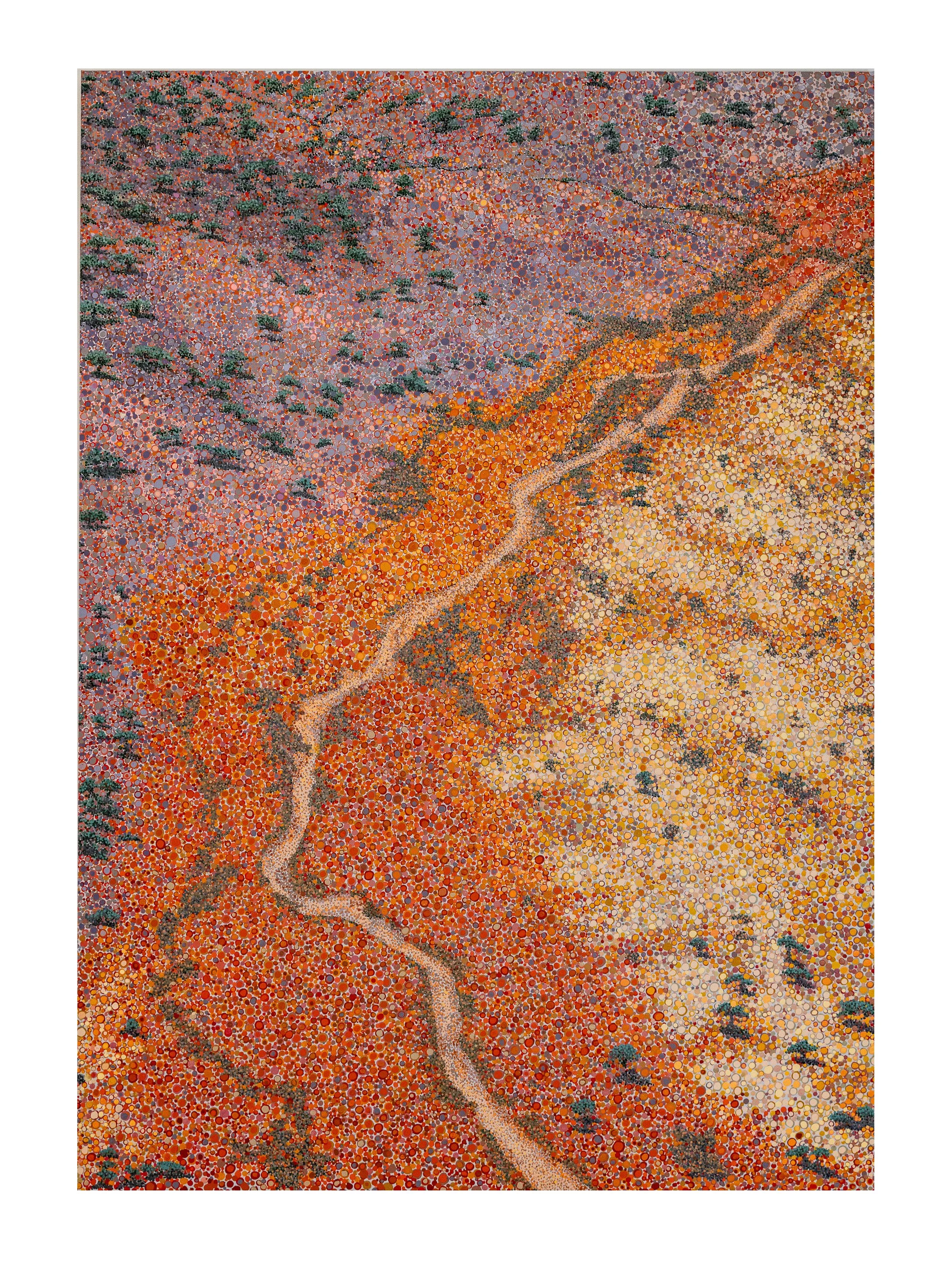 Work 196:  Dry Creek.  2021.   190 x 136 cms.