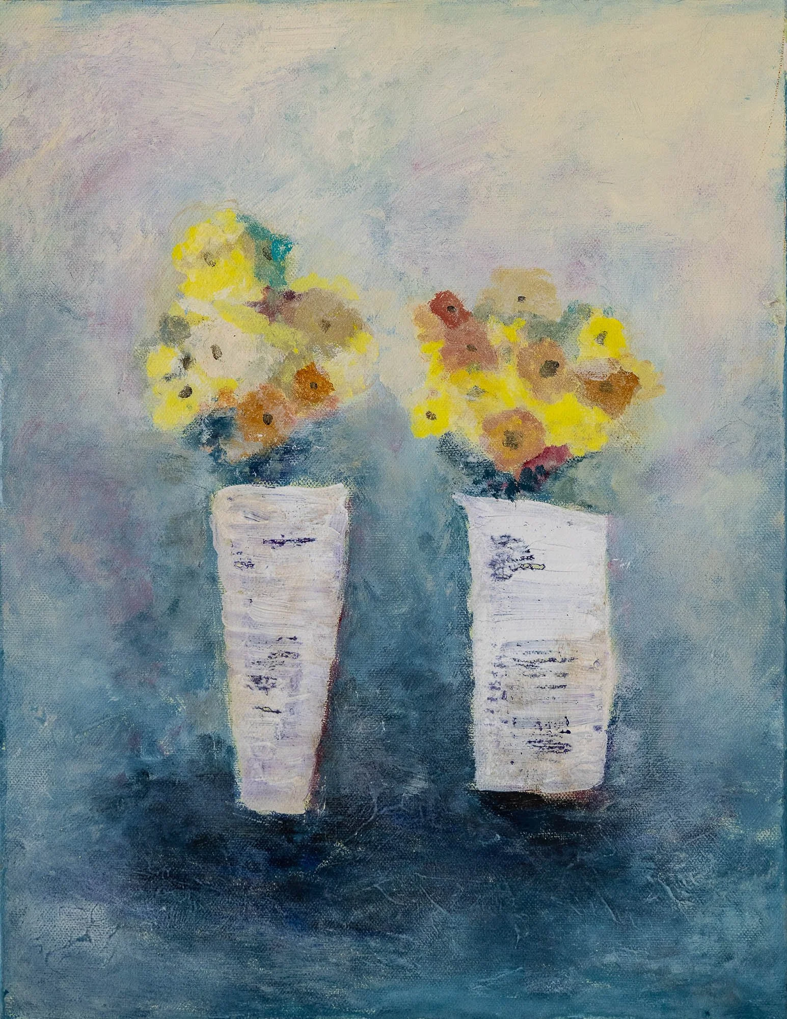 Work 43:  White Vases on Blue
2017
acrylic on canvas
46 x 35 cms