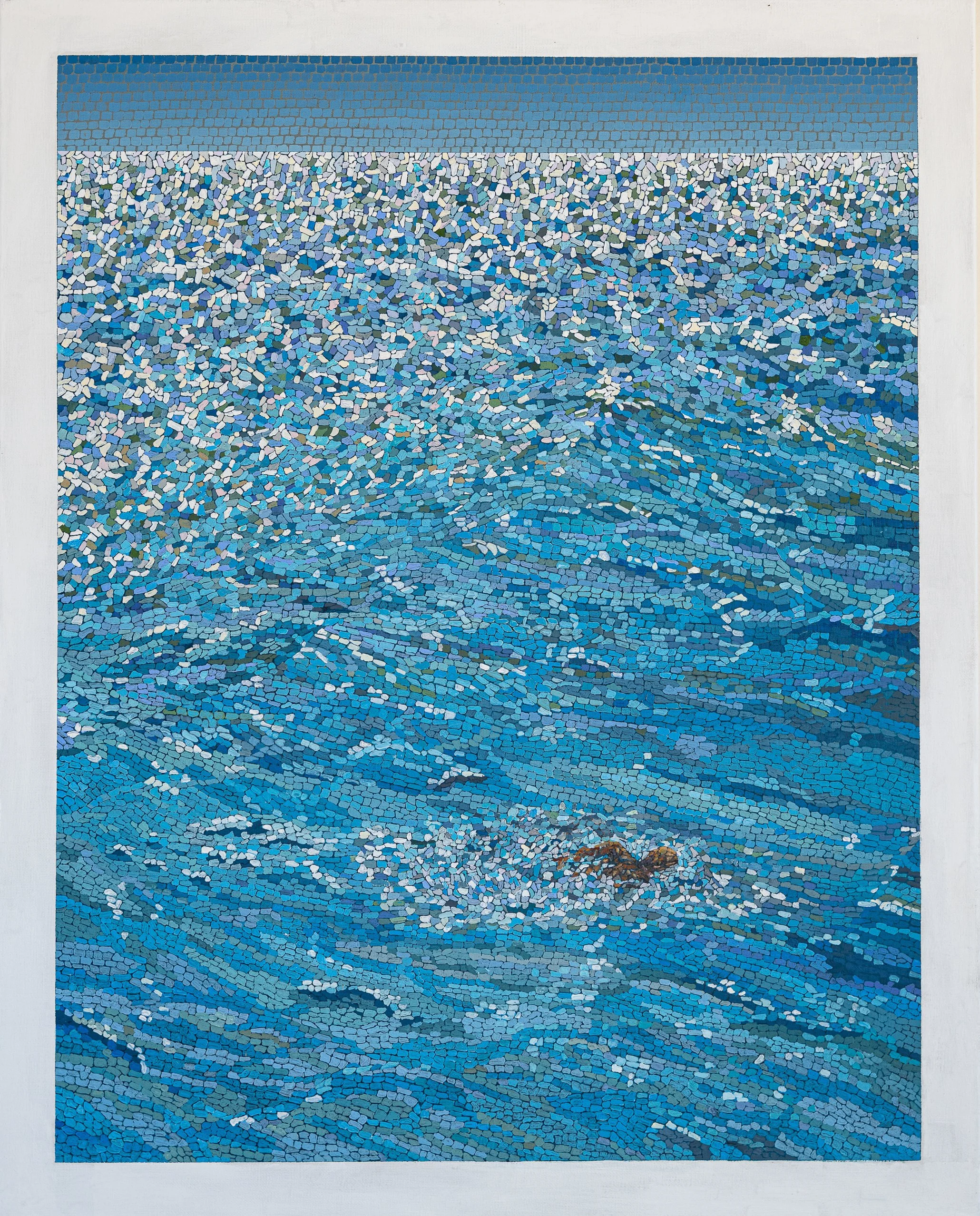Work 115:  The Lone Swimmer. 2018.   176 x 61 cms.