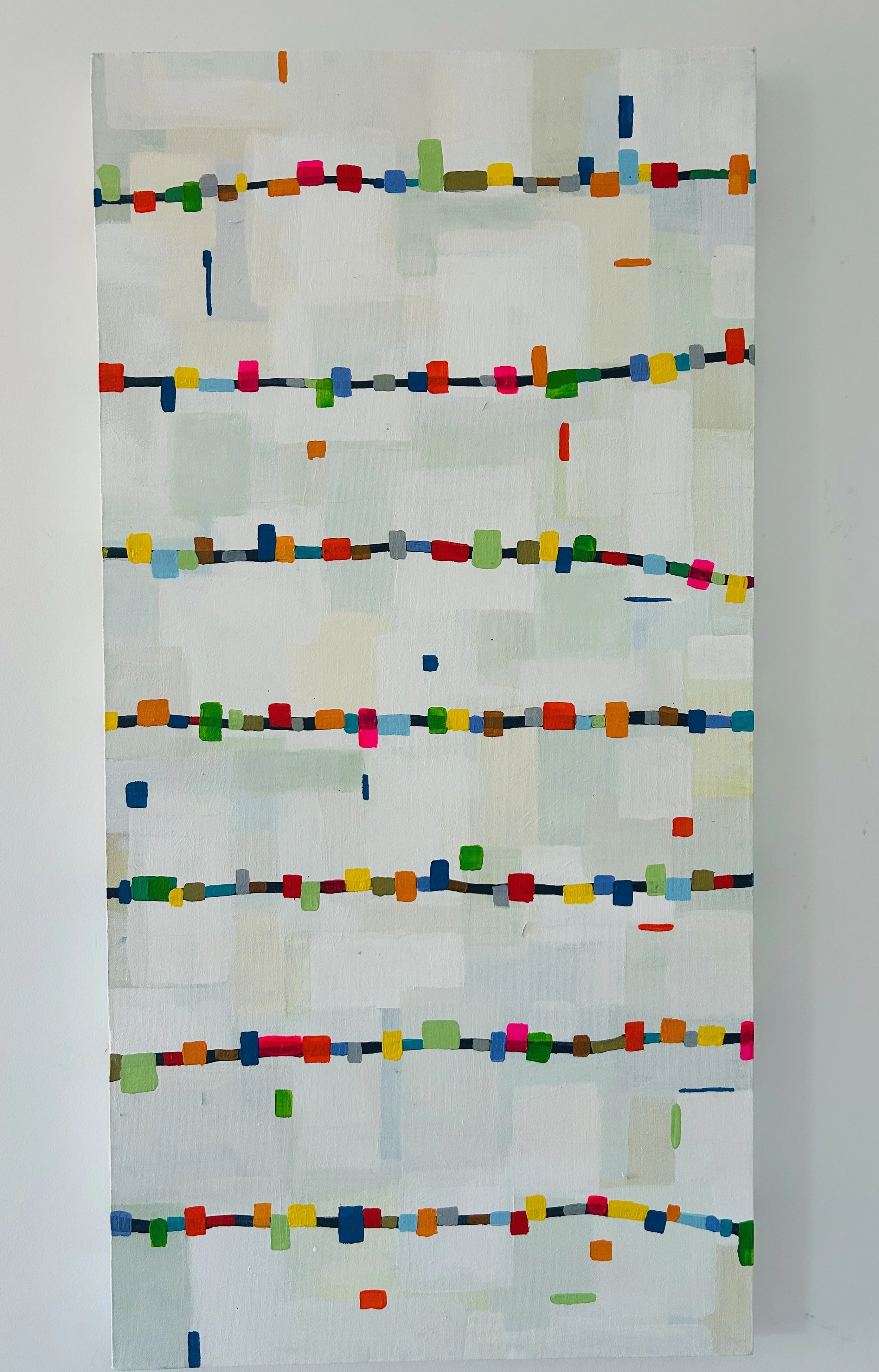 Work 262:  Coloured Barbed Wire.  2025.   91 x 45 cms.
