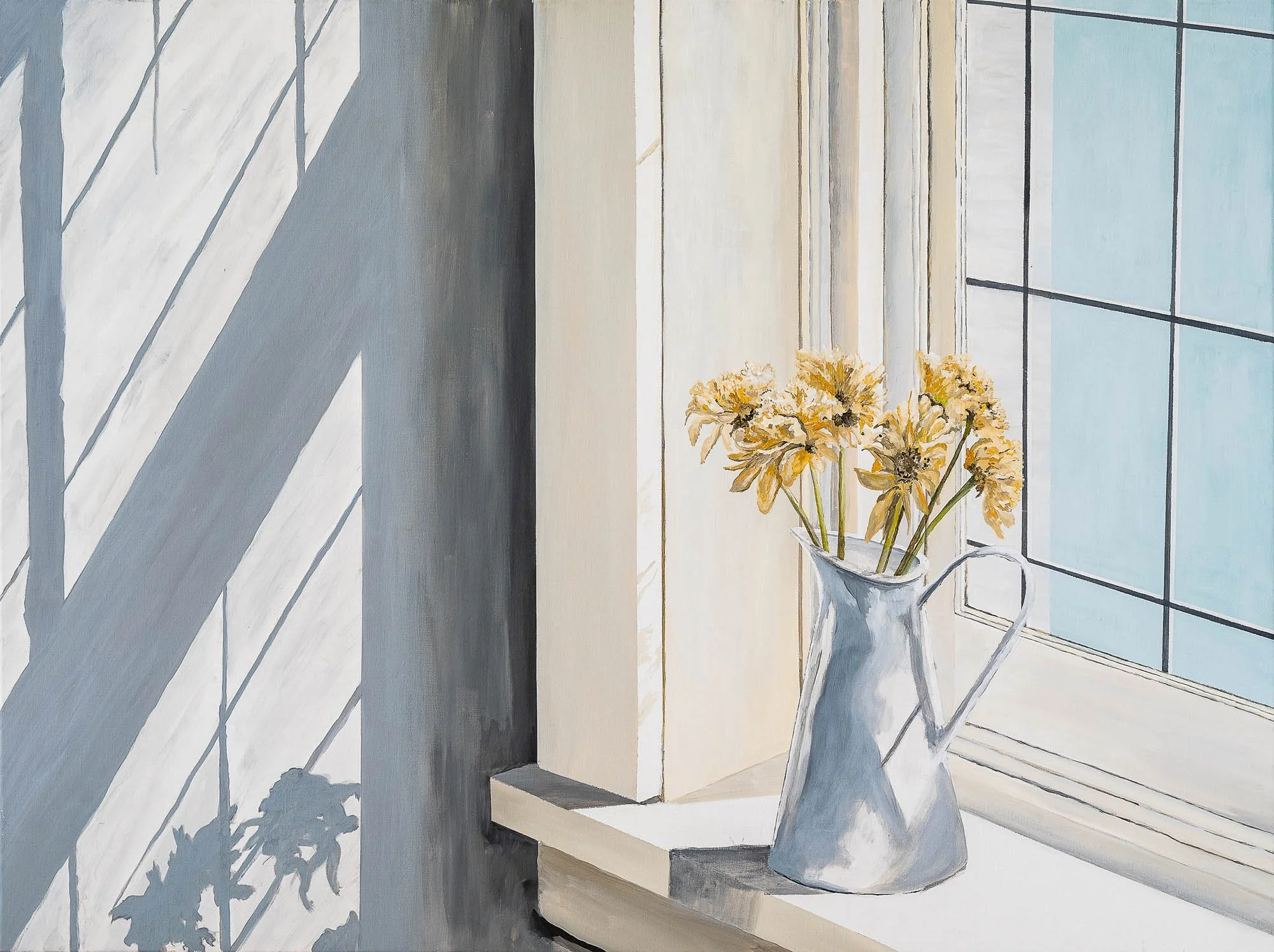 Work 145:  Daisies in Window Sill
2019
acrylic on canvas
92 x 122 cms