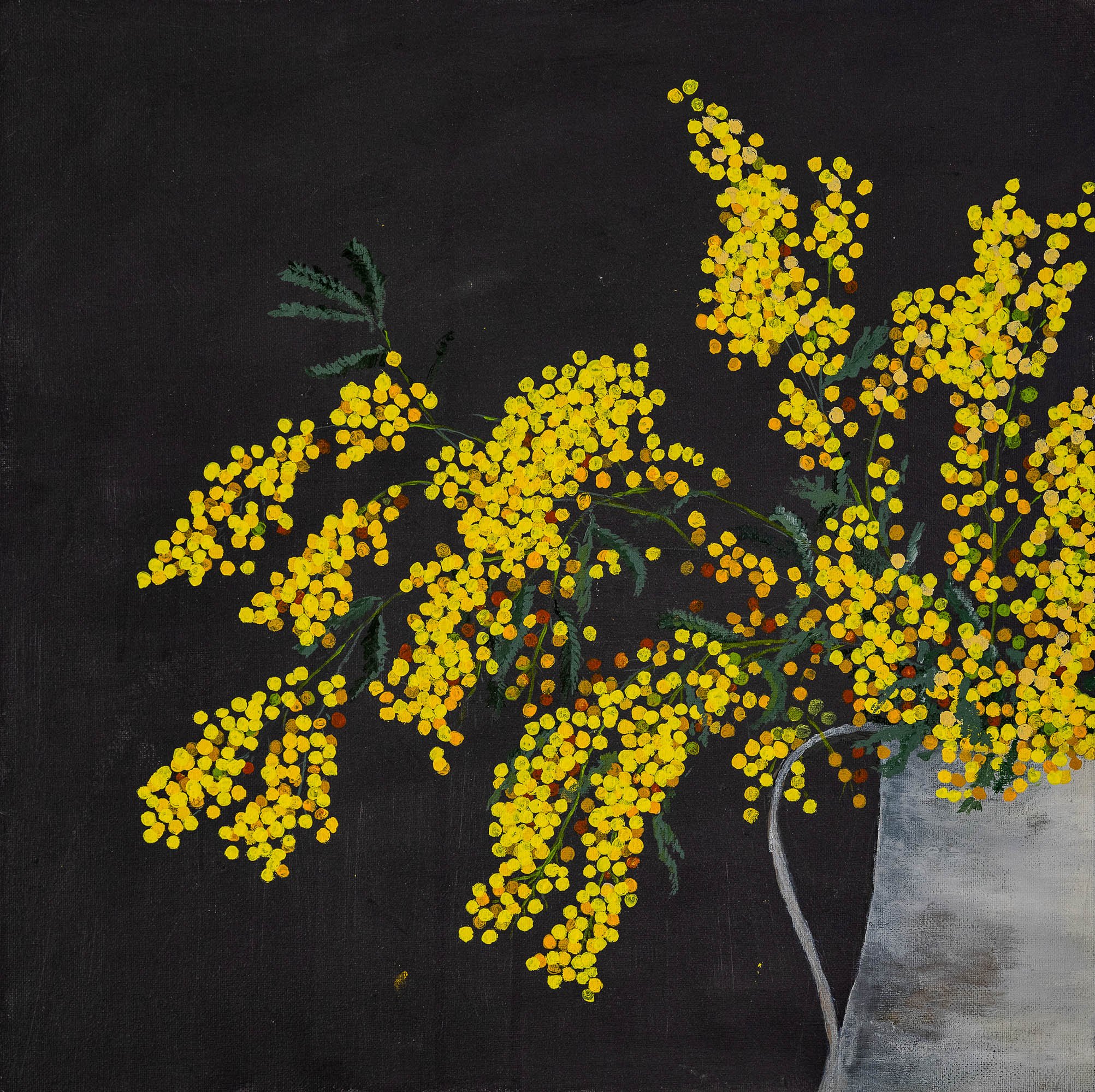 Work 124:  Wattle and Half Jug
2019
acrylic on canvas
46 x 46 cms