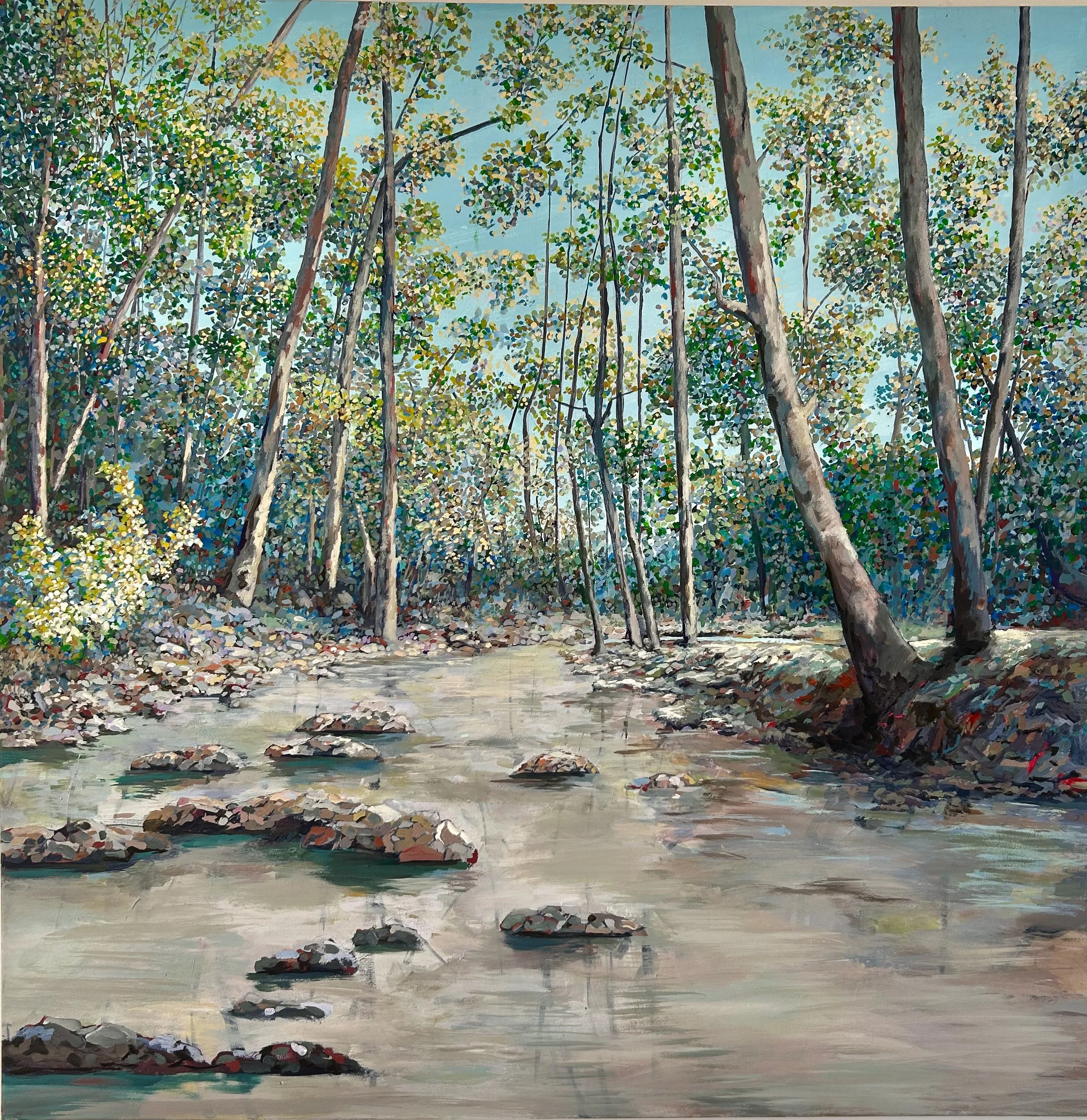 Work 253:  Rocky Creek.  2025.   101 x 101 cms.