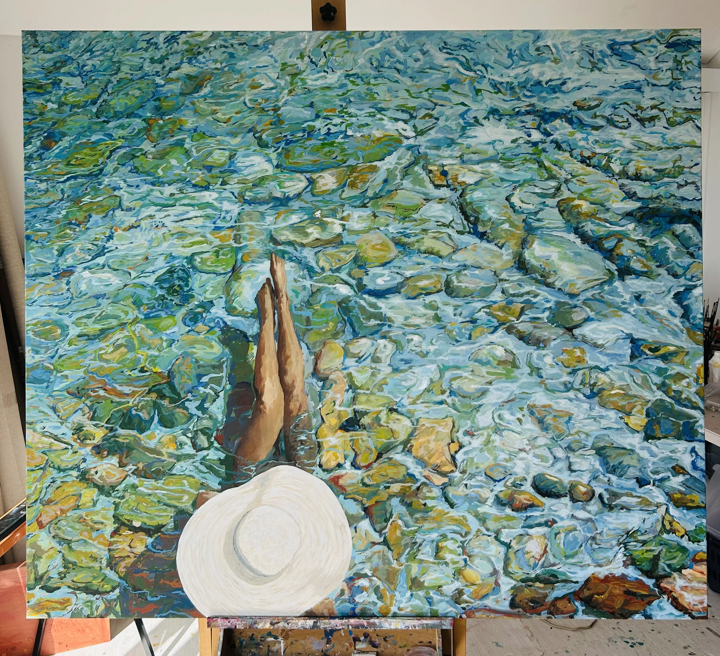 Work 275:  White Hat in the Shallows.  2025.   130 x 150 cms.