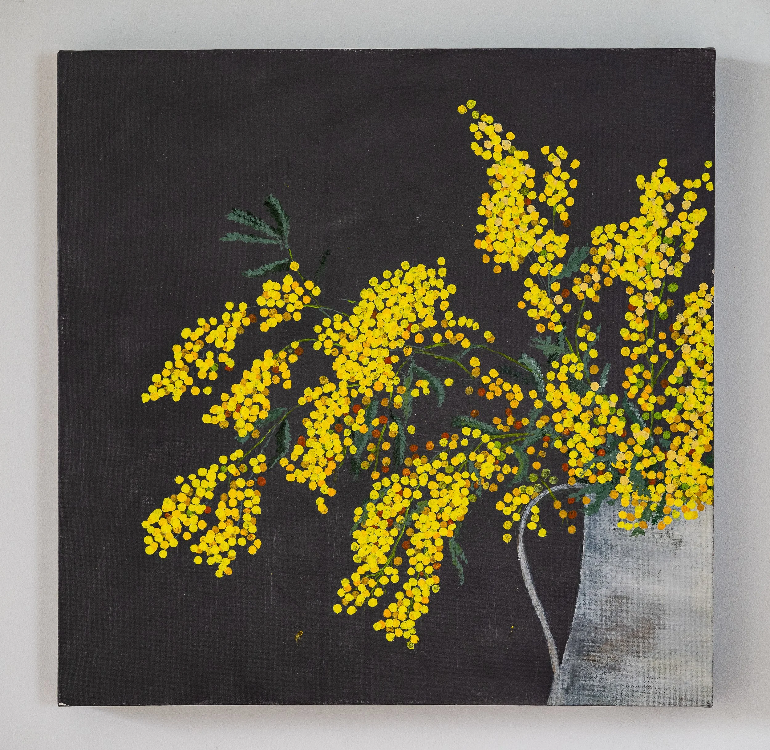 Work 124:  Wattle and Half Jug.  2019.   46 x 46 cms.