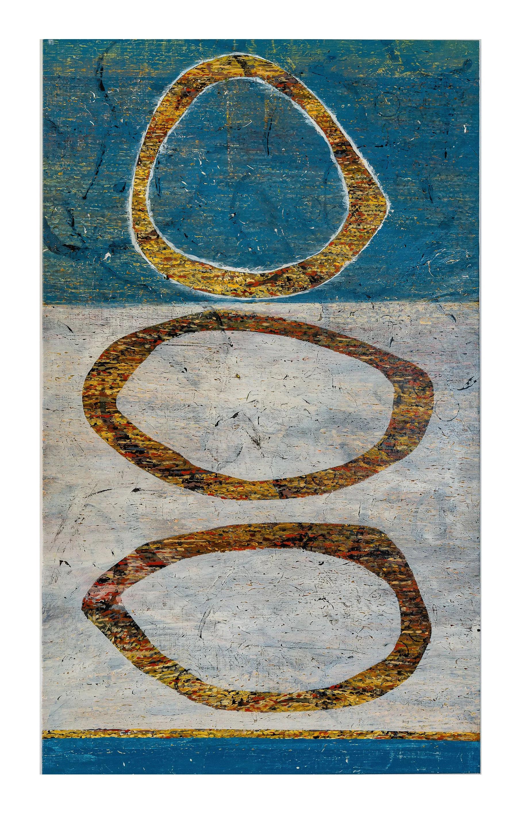 Work 206:  Stone Rings 2. 2022.   145 x 86 cms.