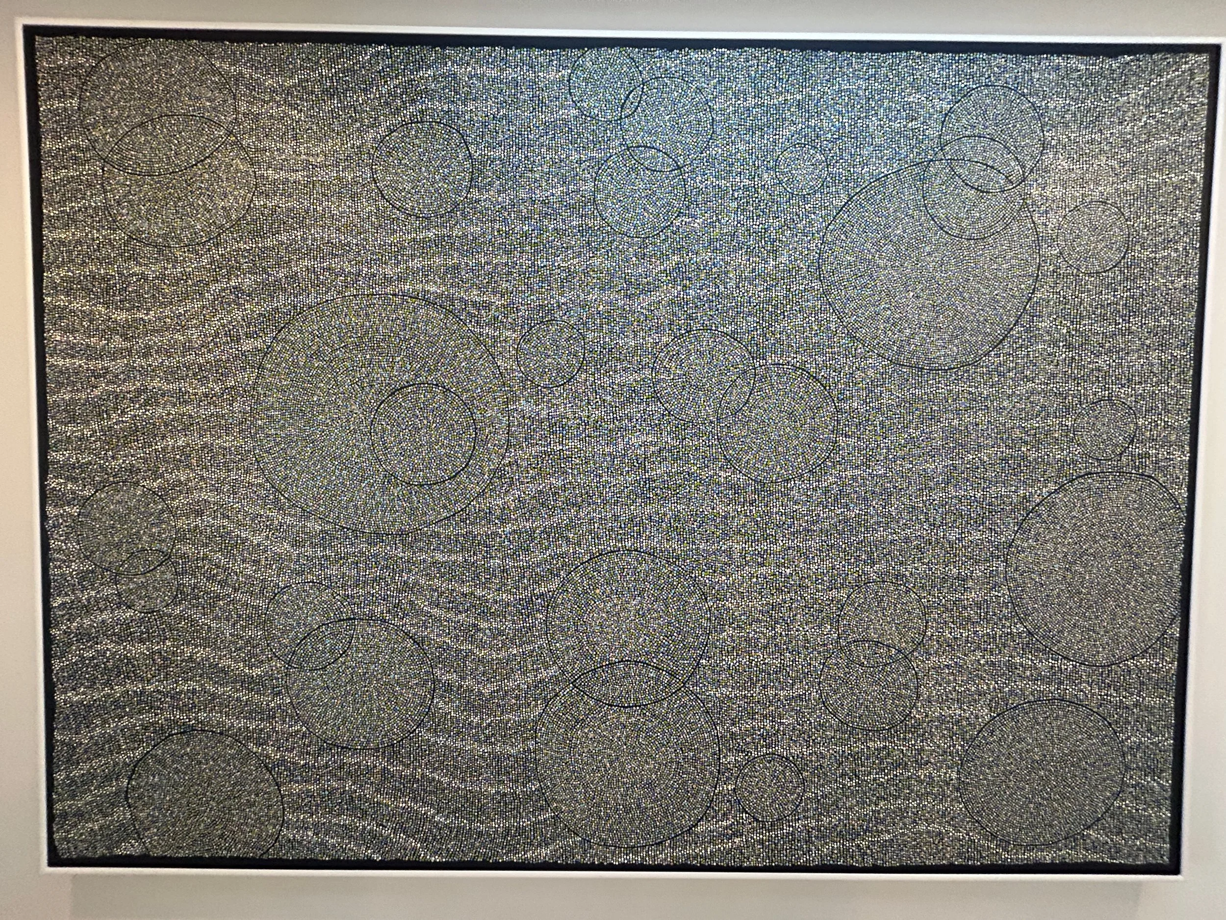 Work 198:  Blue Bubbles and Waves. 2021.   145 x 202 cms.