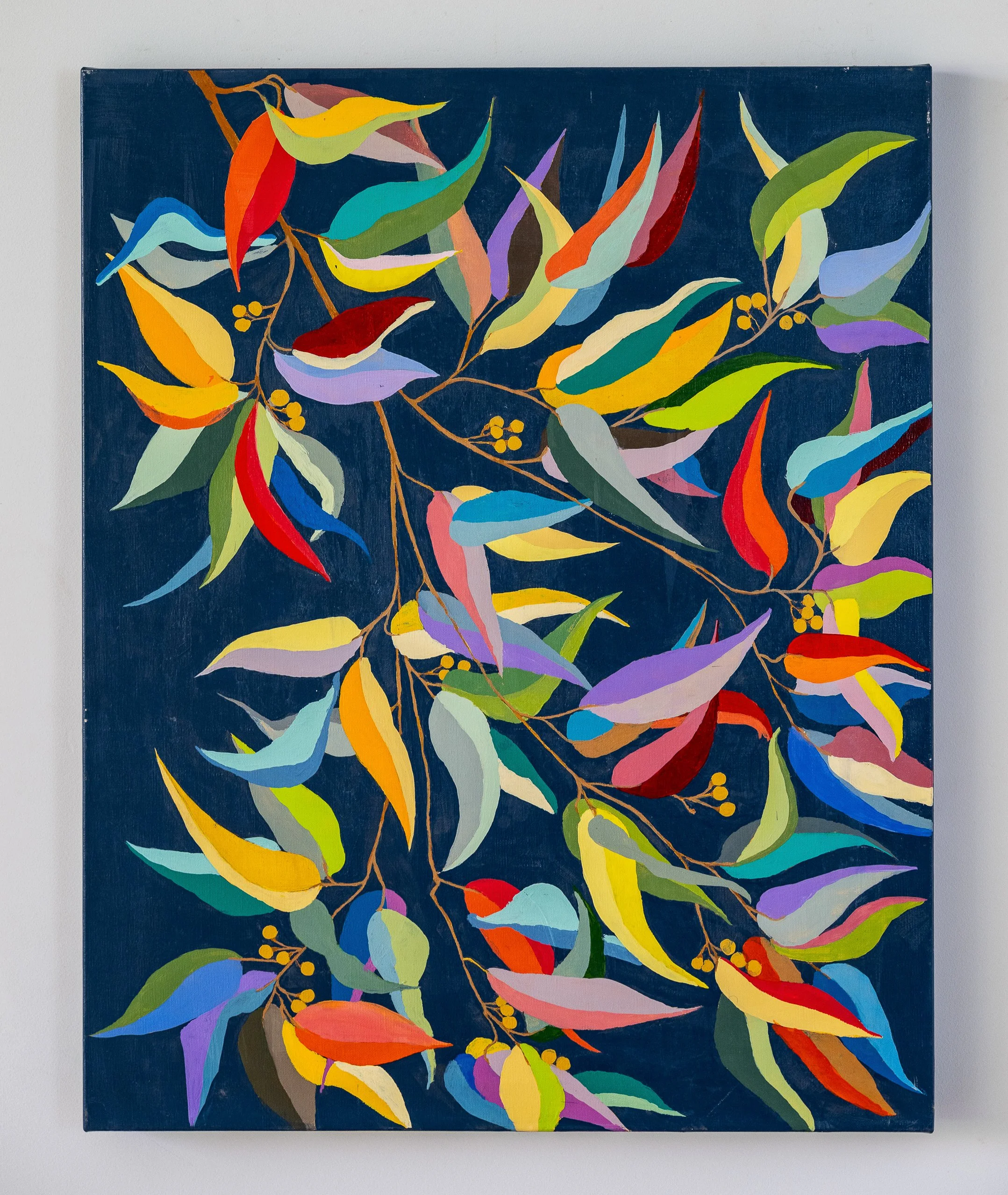 Work 179:  Vivid Abstract Gum Leaves.  2020.   76 x 61 cms.