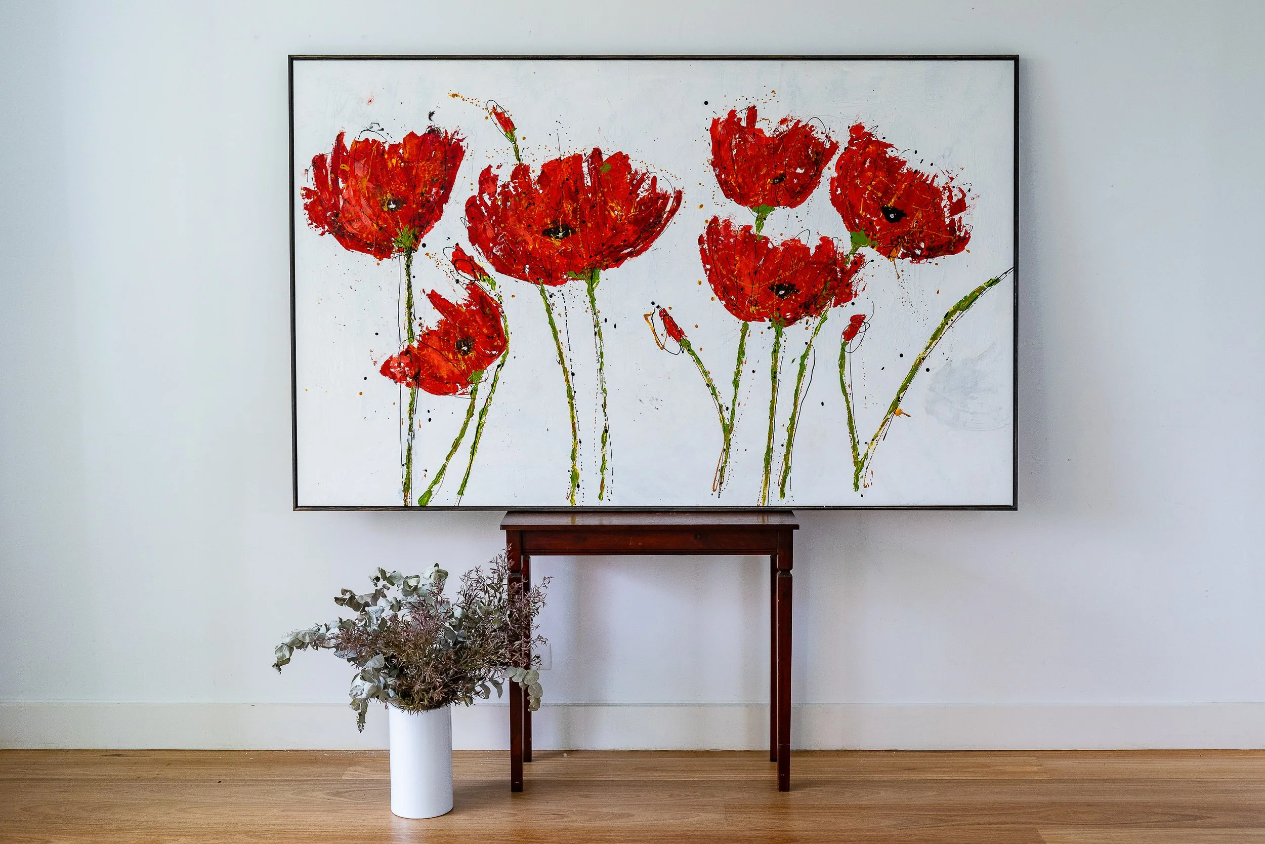 Work 31:  Large Poppies. 2016.   126 x 210 cms.