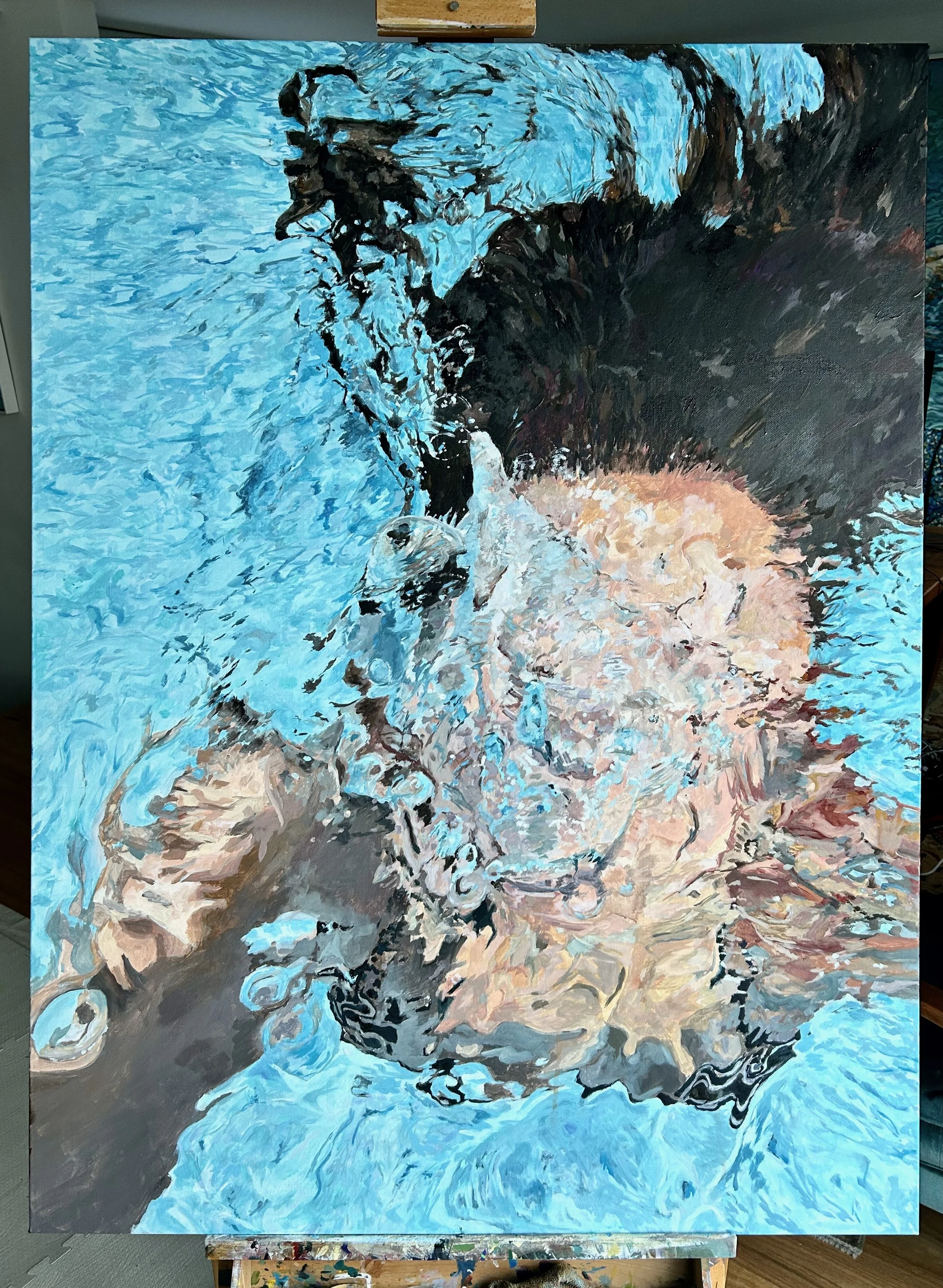 Work 263:  Swimmer Surfacing.  2025.   122 x 91 cms.
