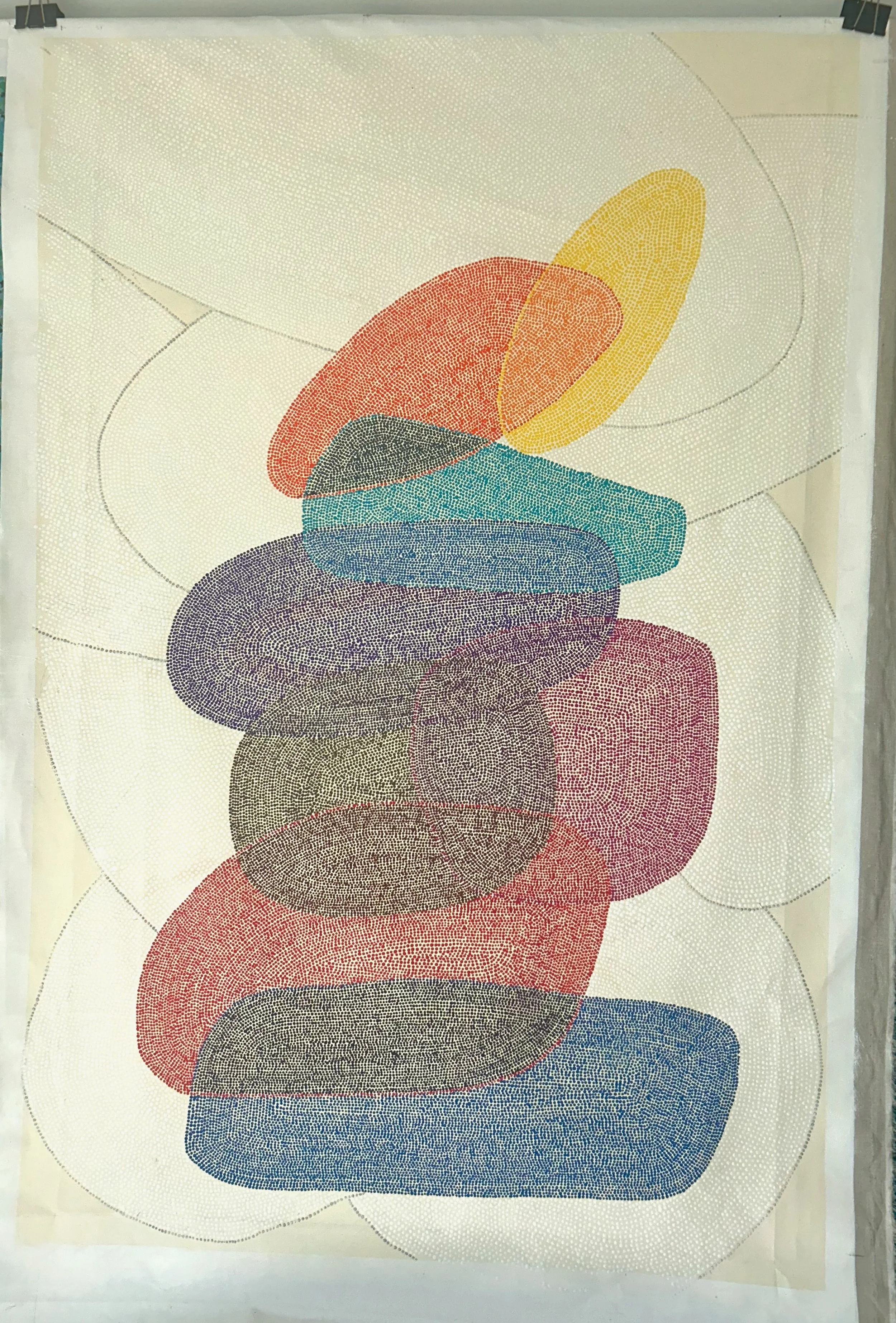 Work 281:  Coloured Rhomboids. 2026.   160 x 100 cms.