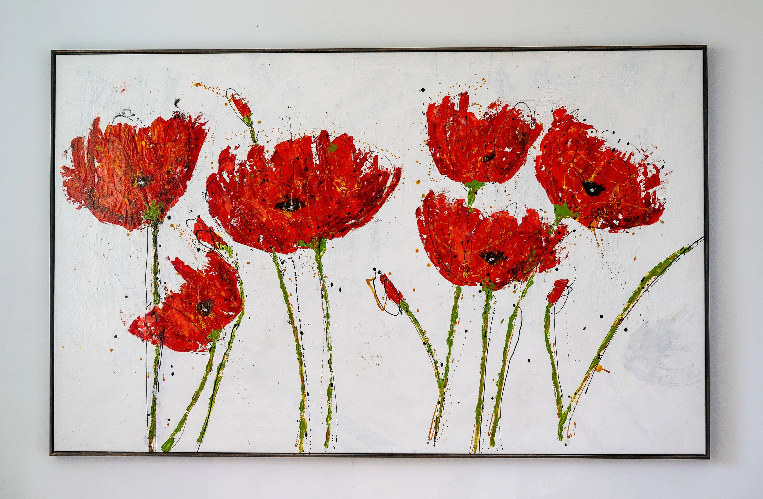Work 31:  Large Poppies. 2016.   126 x 210 cms.