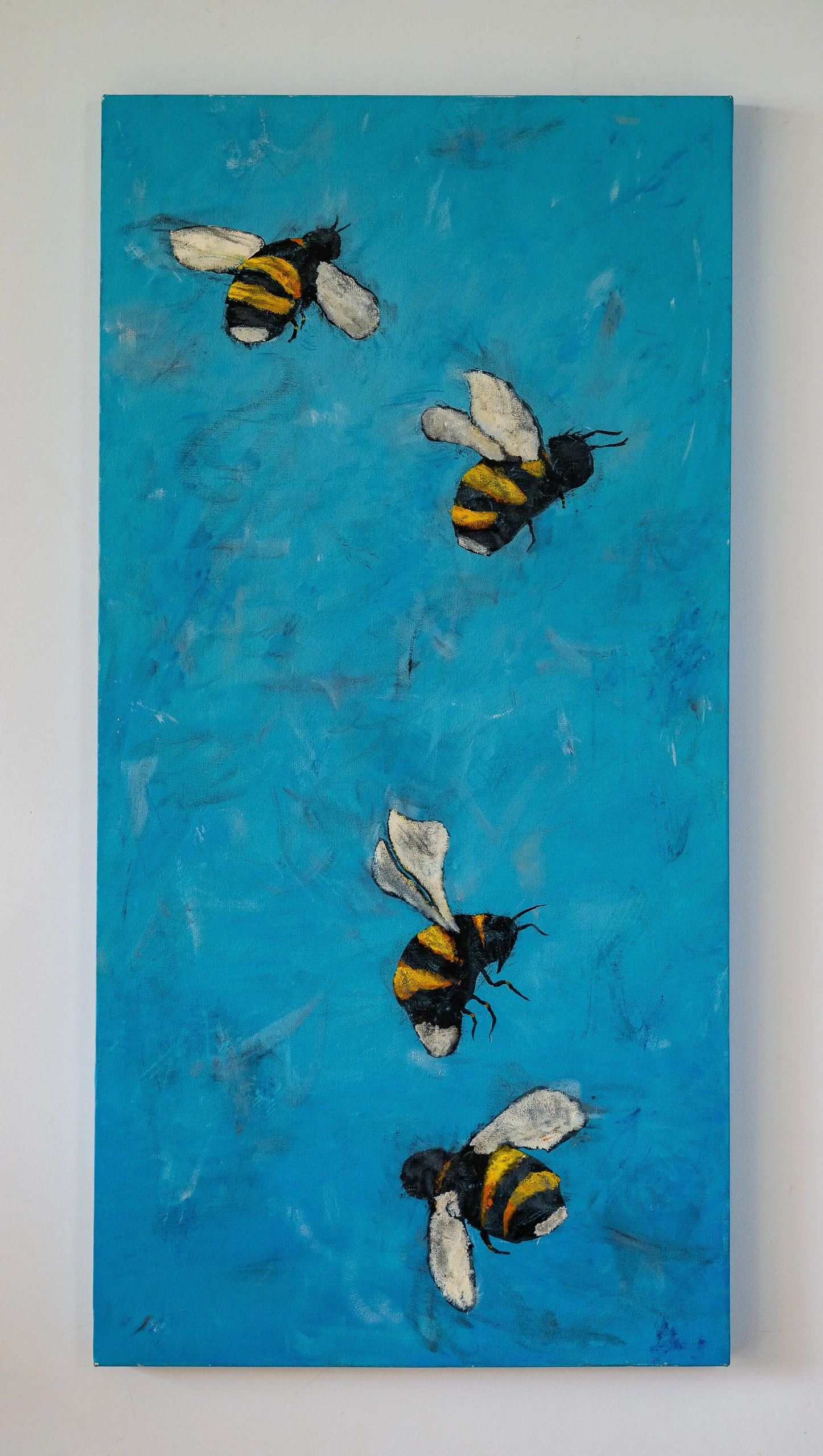 Work 65:  Four Bees.  2017.   122 x 61 cms.